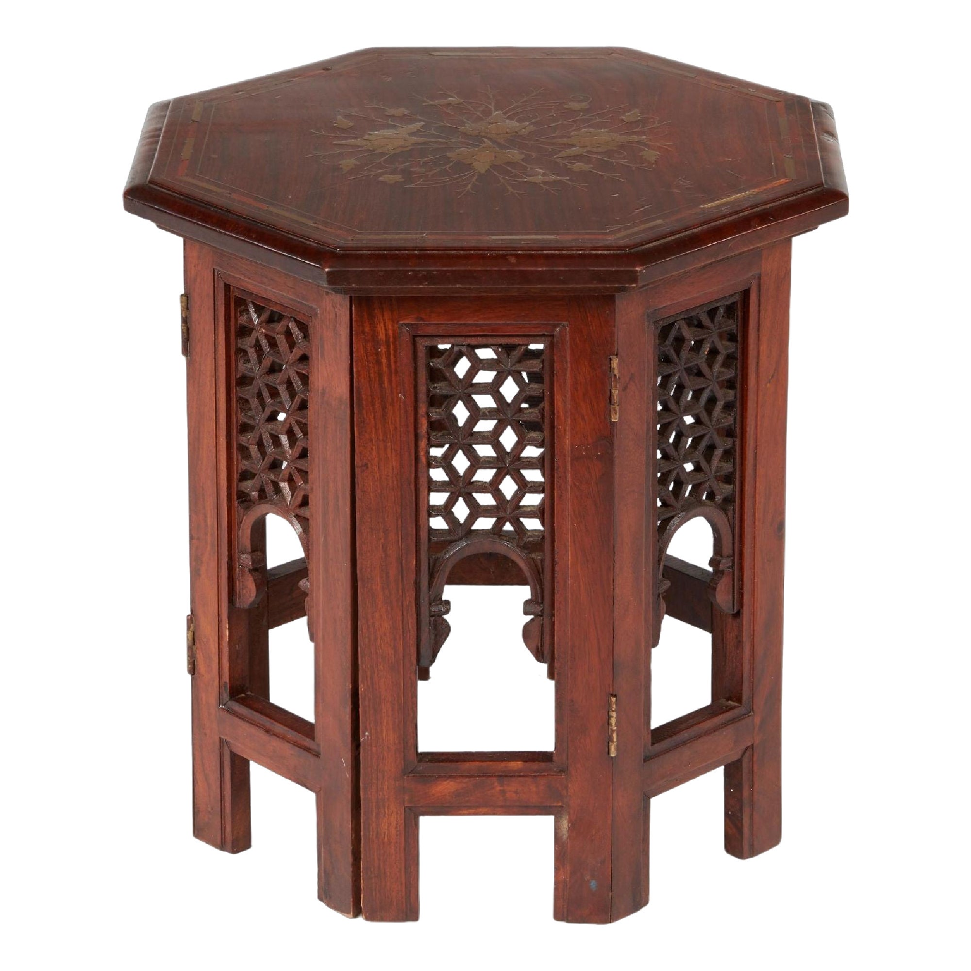 Brass Inlaid Teak Anglo-Indian Table