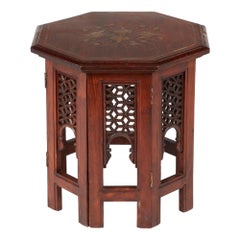 Brass Inlaid Teak Anglo-Indian Table