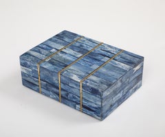 Brass Inlay Blue Dyed Bone Box