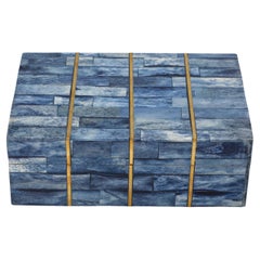 Brass Inlay Blue Dyed Bone Box