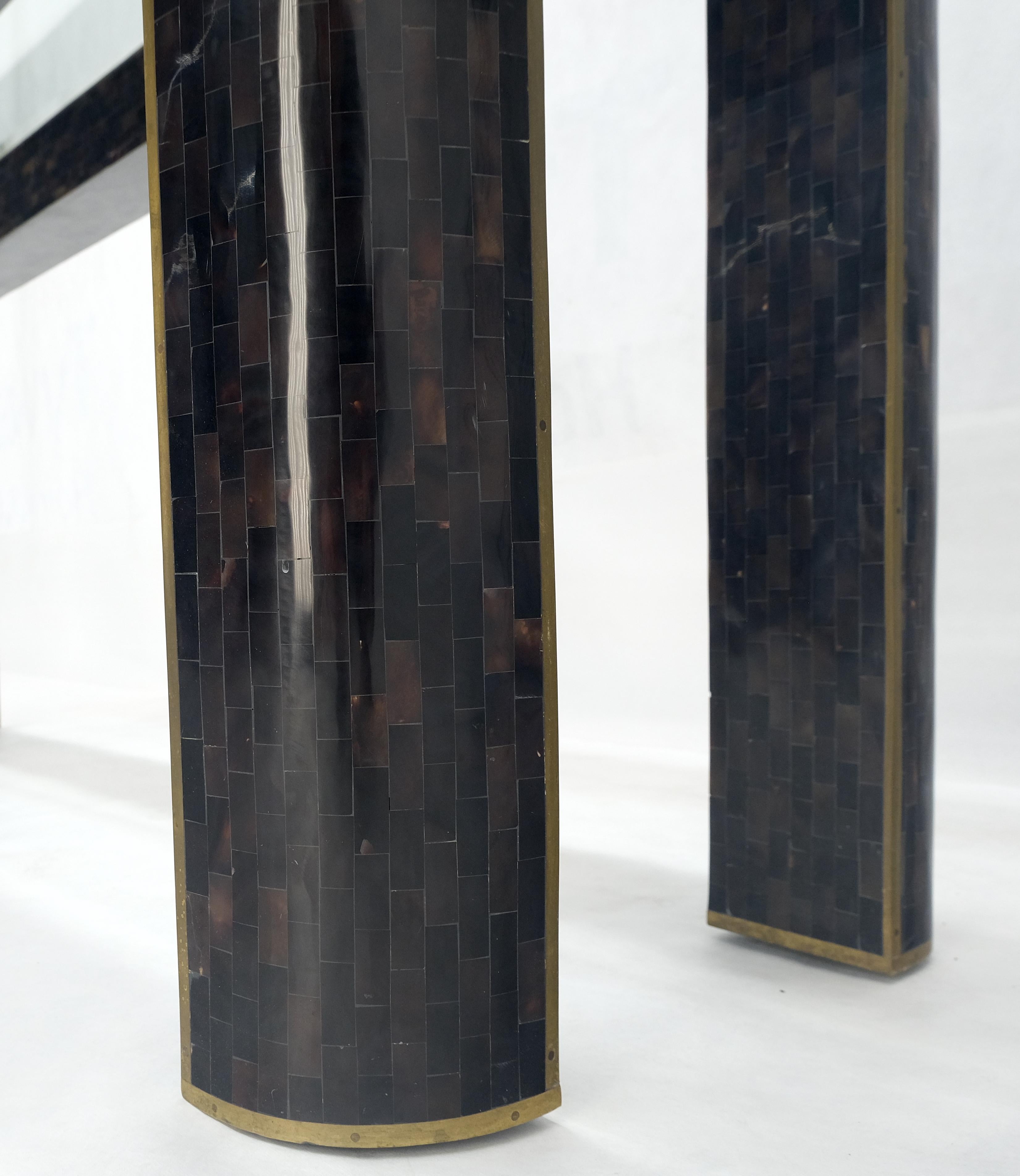 Brass Inlay Tortoise Shell Tile Tessellated Rounded Corners Console Table MINT! For Sale 11