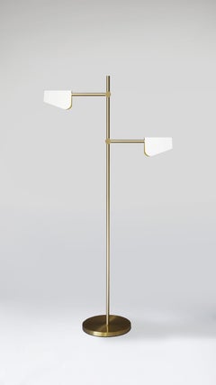 Brass "Intersection II" Floor Lamp, Square in Circle