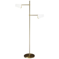 Brass "Intersection II" Floor Lamp, Square in Circle