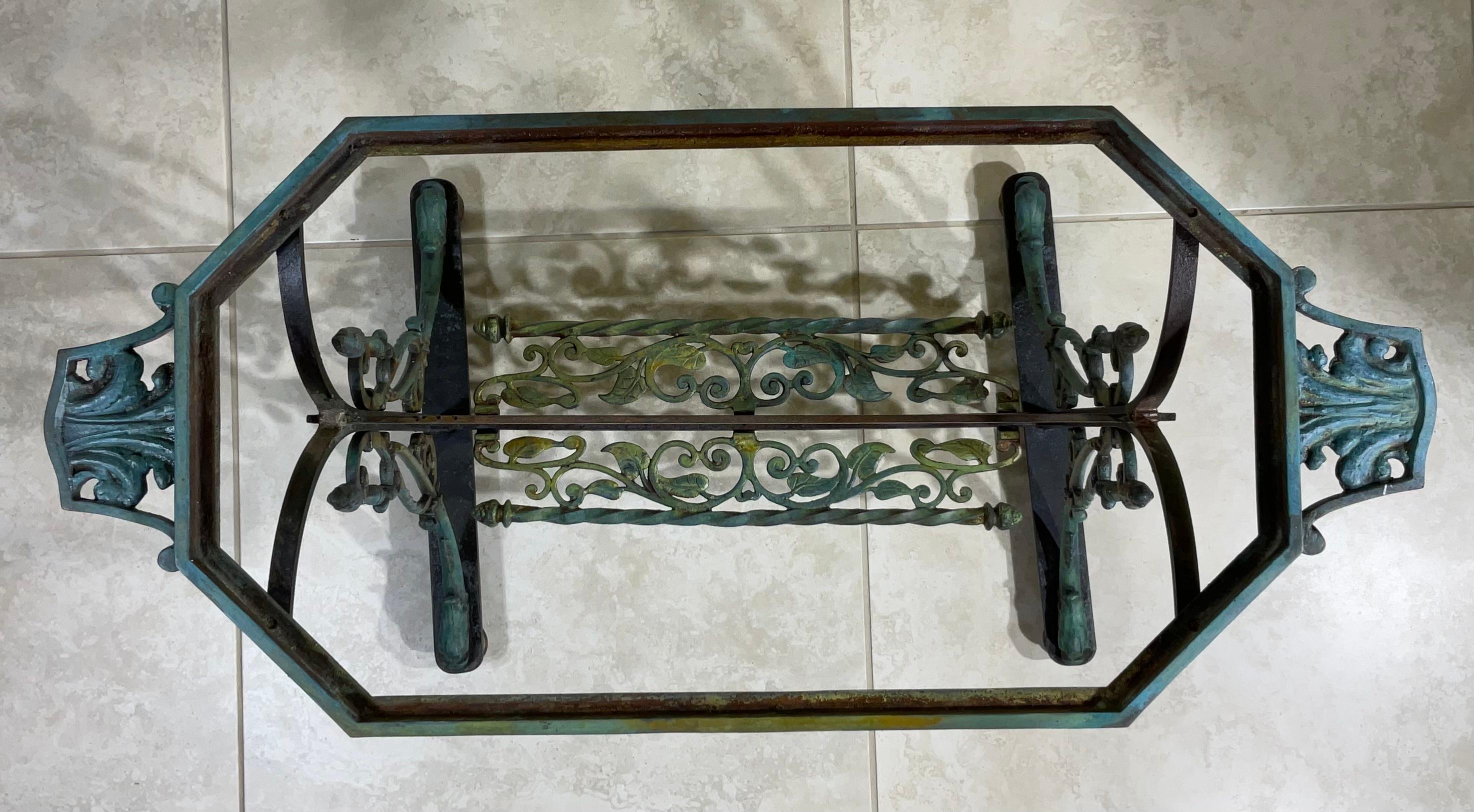 Spanish Brass Iron and Onyx Top Antique Coffee or Side Table For Sale