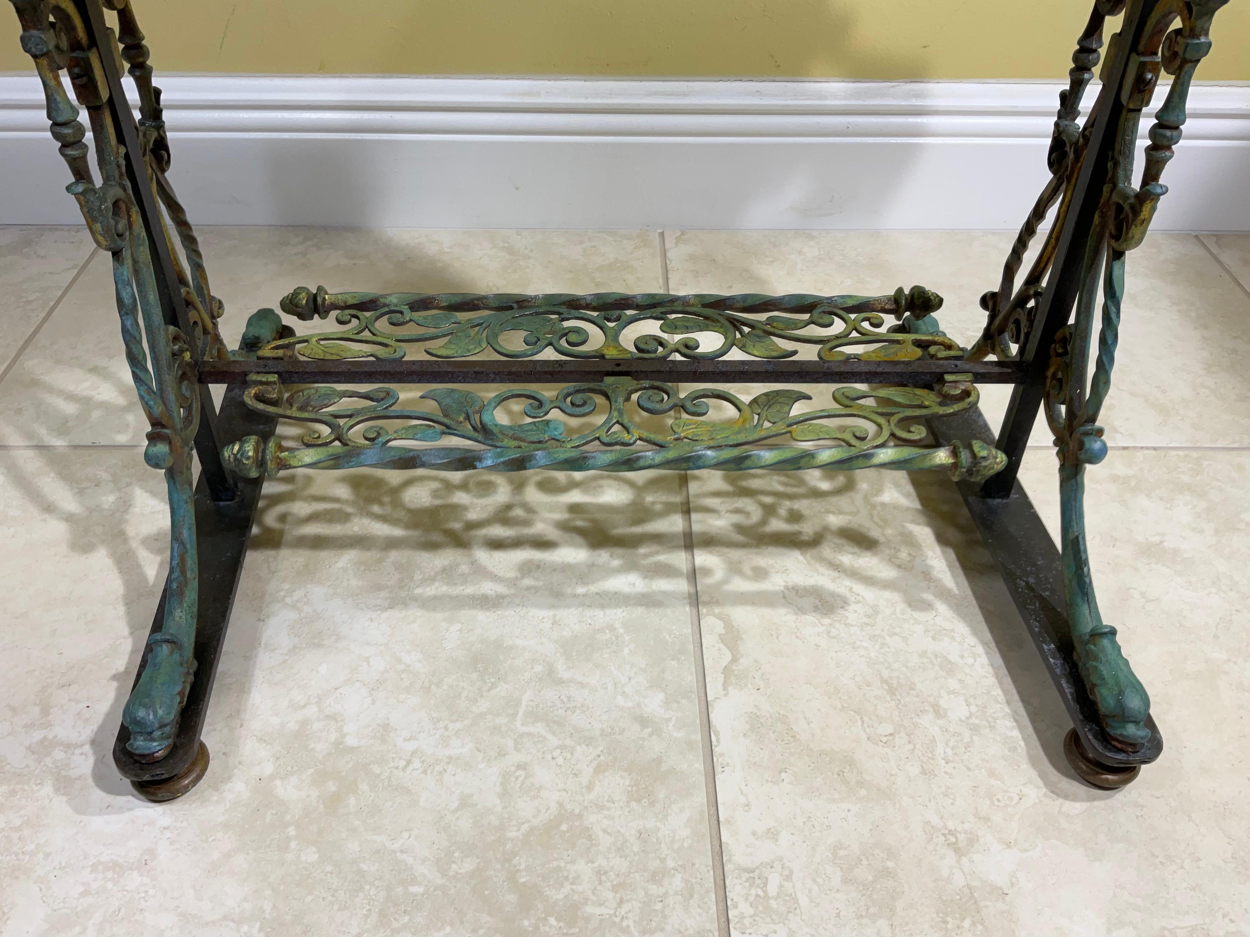 Brass Iron and Onyx Top Antique Coffee or Side Table For Sale 3