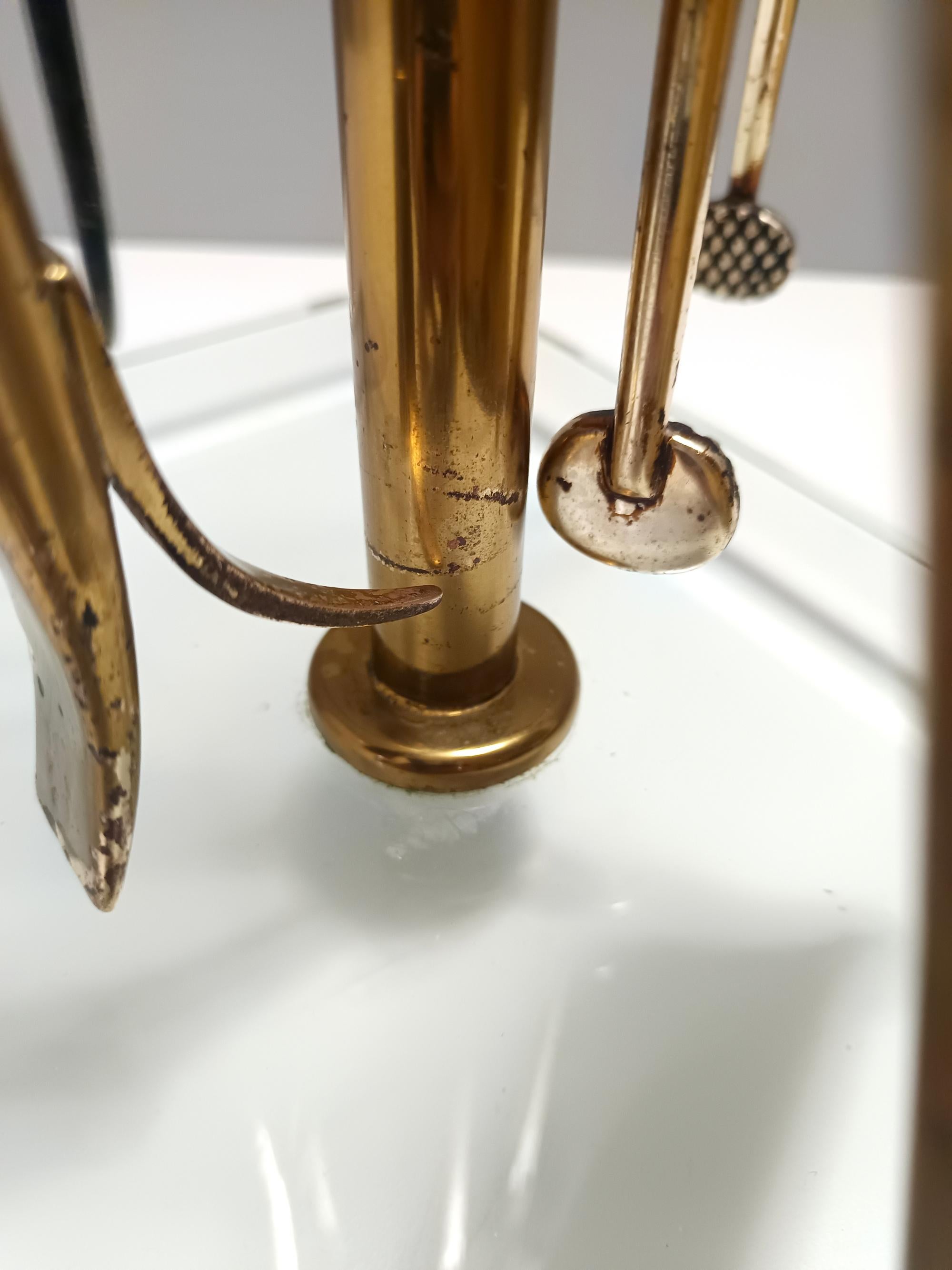 Kaminbesteck aus Messing, Eisen und dickem Glas, Fontana Arte, Italien im Angebot 7