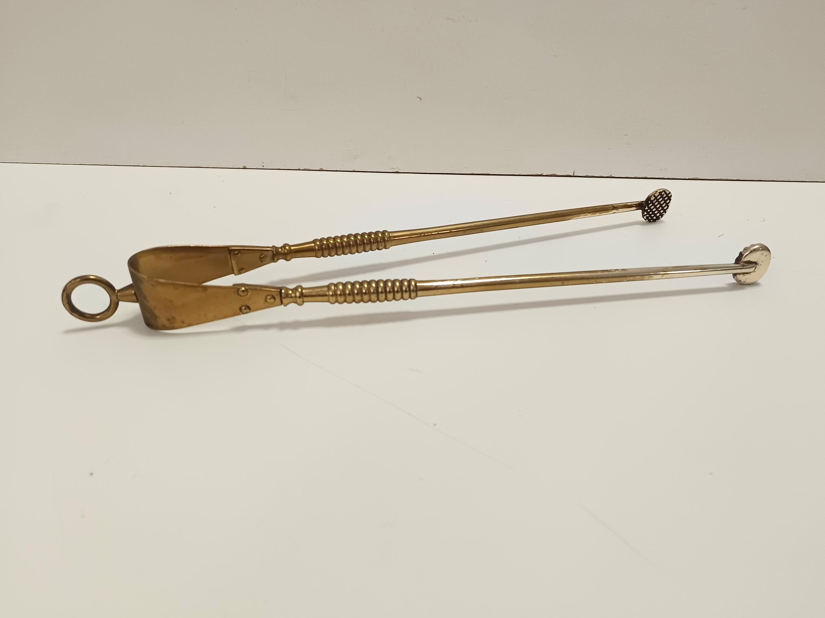 Kaminbesteck aus Messing, Eisen und dickem Glas, Fontana Arte, Italien im Zustand „Hervorragend“ im Angebot in Bresso, Lombardy