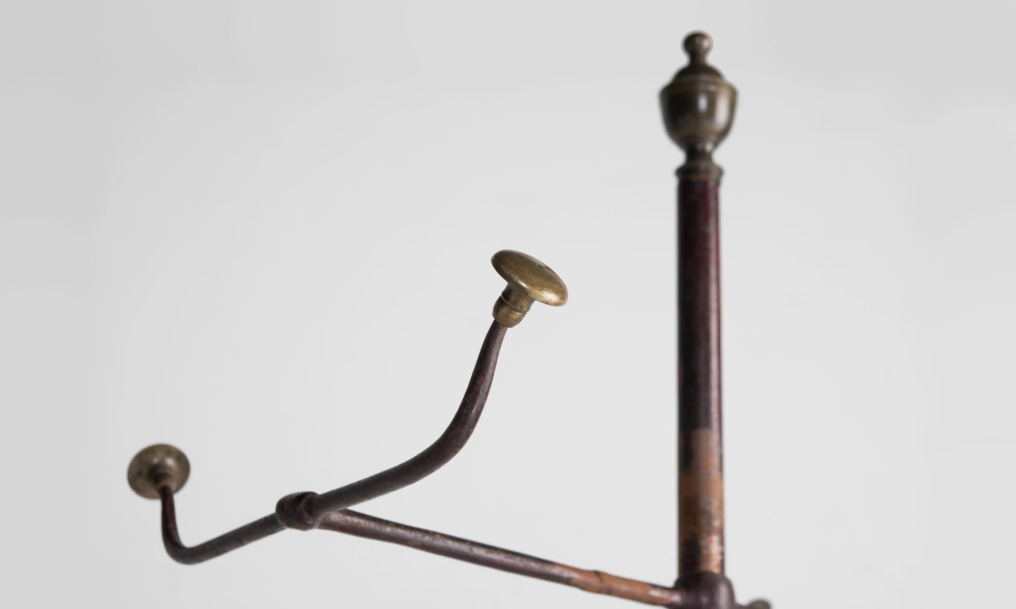 Brass and Iron Coat Stand, Italy, circa 1900 In Good Condition In Culver City, CA