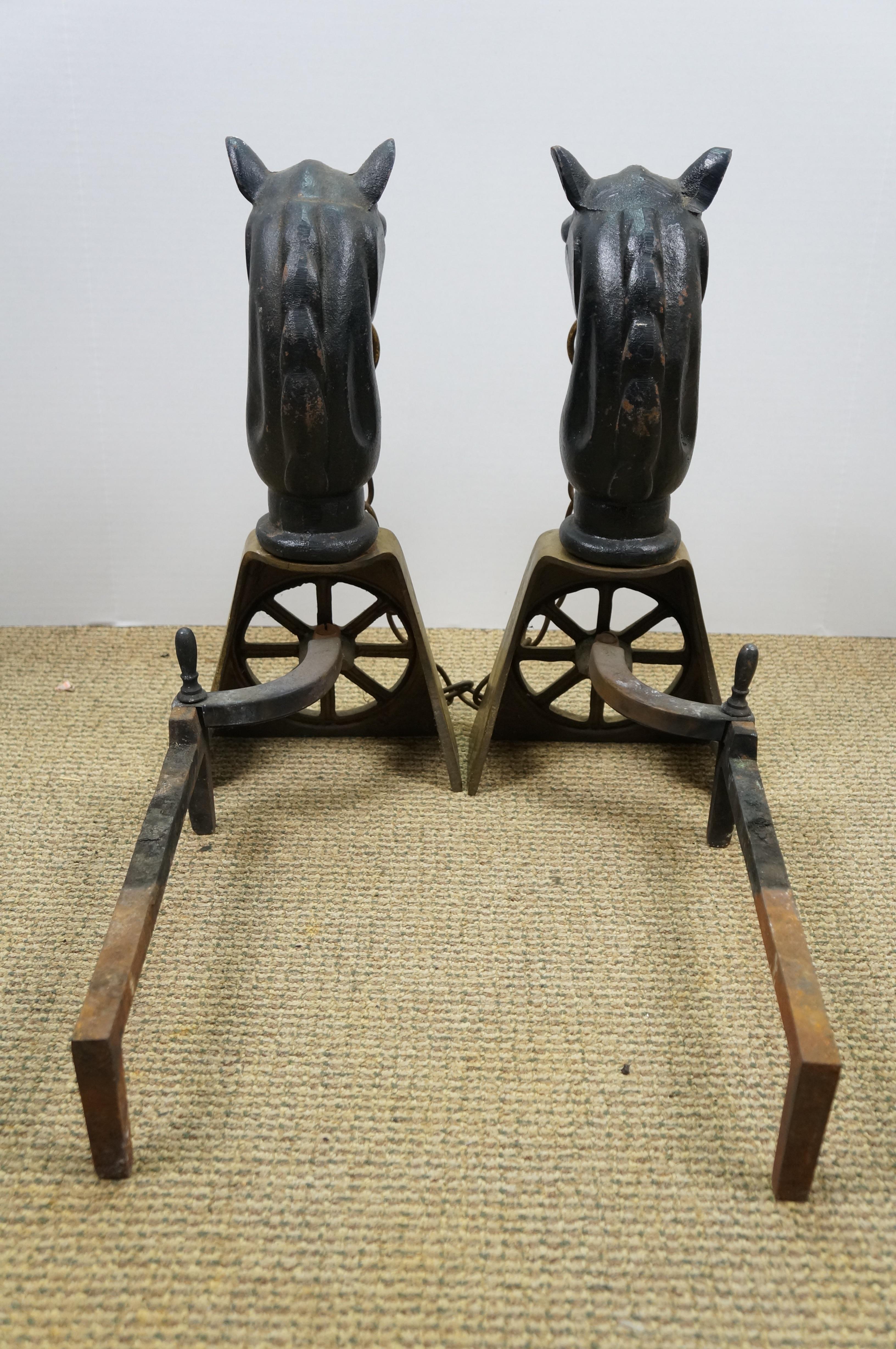 Ottone e ferro Testa di cavallo equestre Ruota del carro Cane da tiro Androni da 19