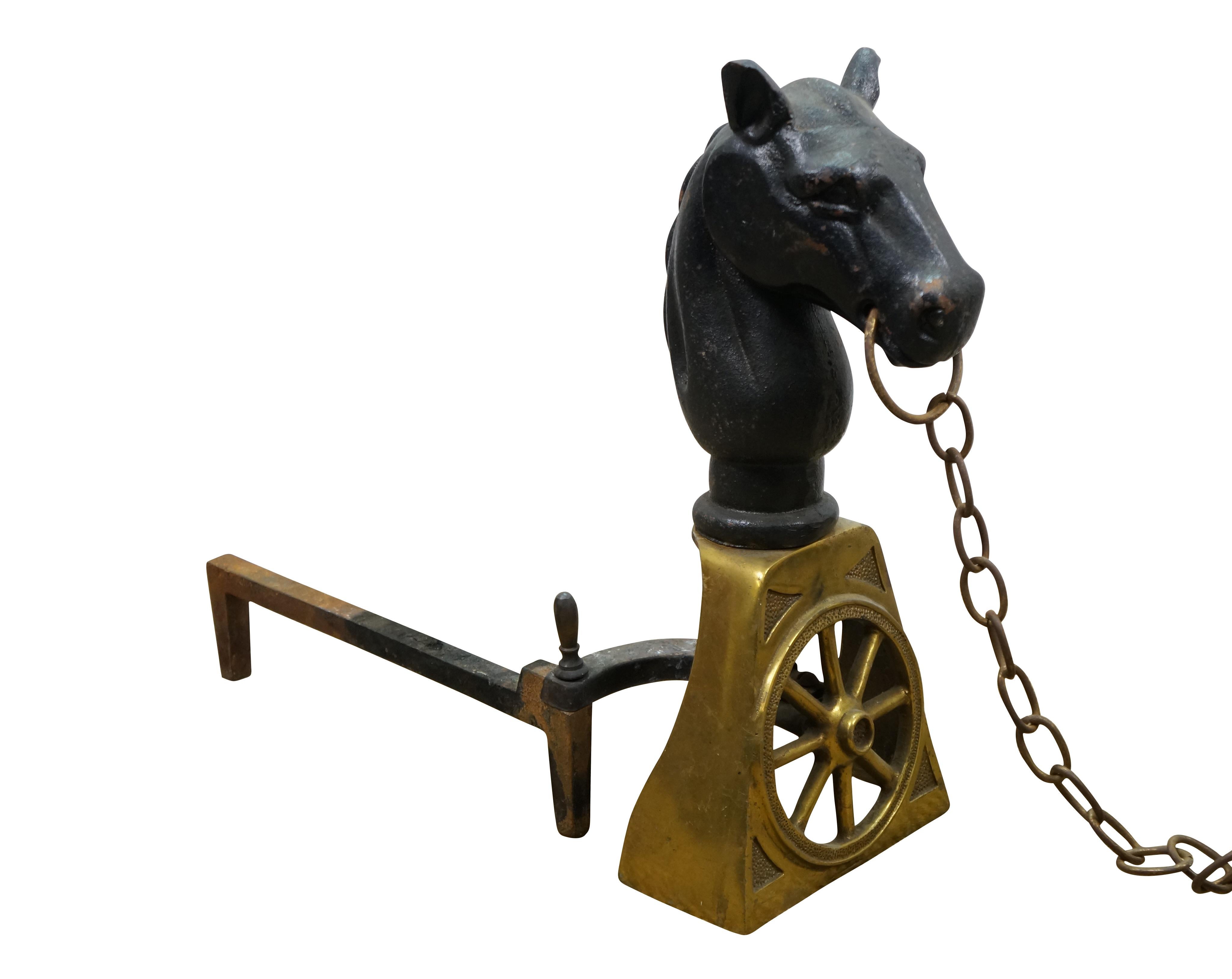 Vittoriano Ottone e ferro Testa di cavallo equestre Ruota del carro Cane da tiro Androni da 19