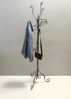 1960s Italian Brass Iron Hat and Coat Rack, Retailed by Meazza of Milan