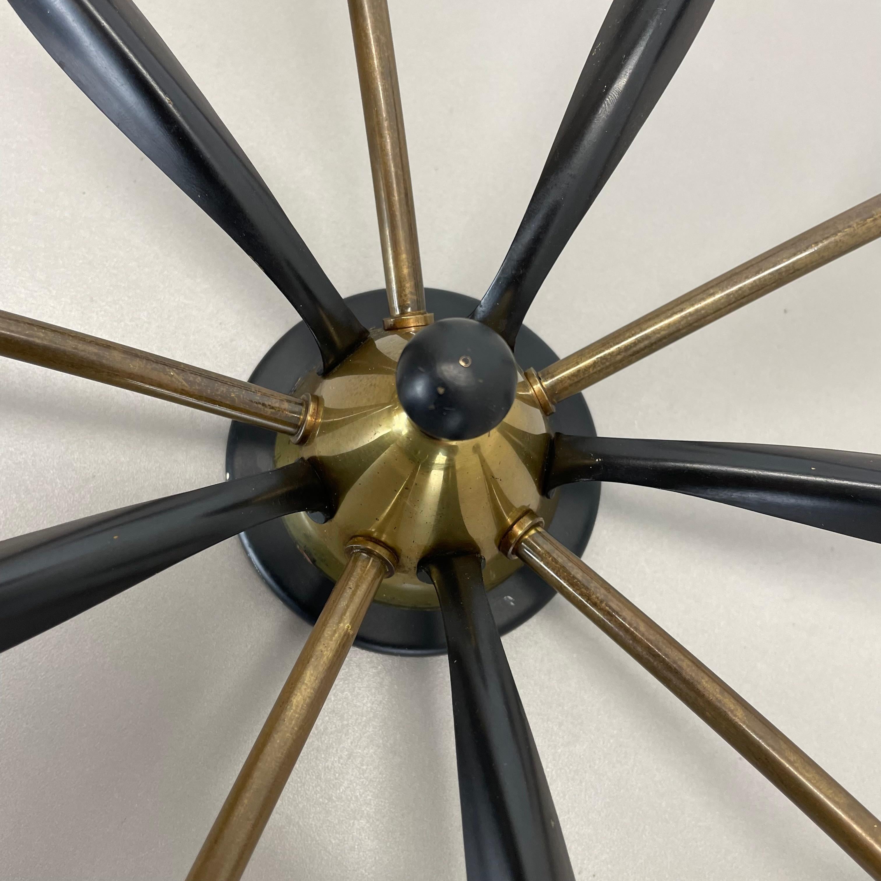 Brass Italian 39cm Stilnovo Style Theatre Ceiling Light Flush Mount, Italy, 1950 For Sale 8