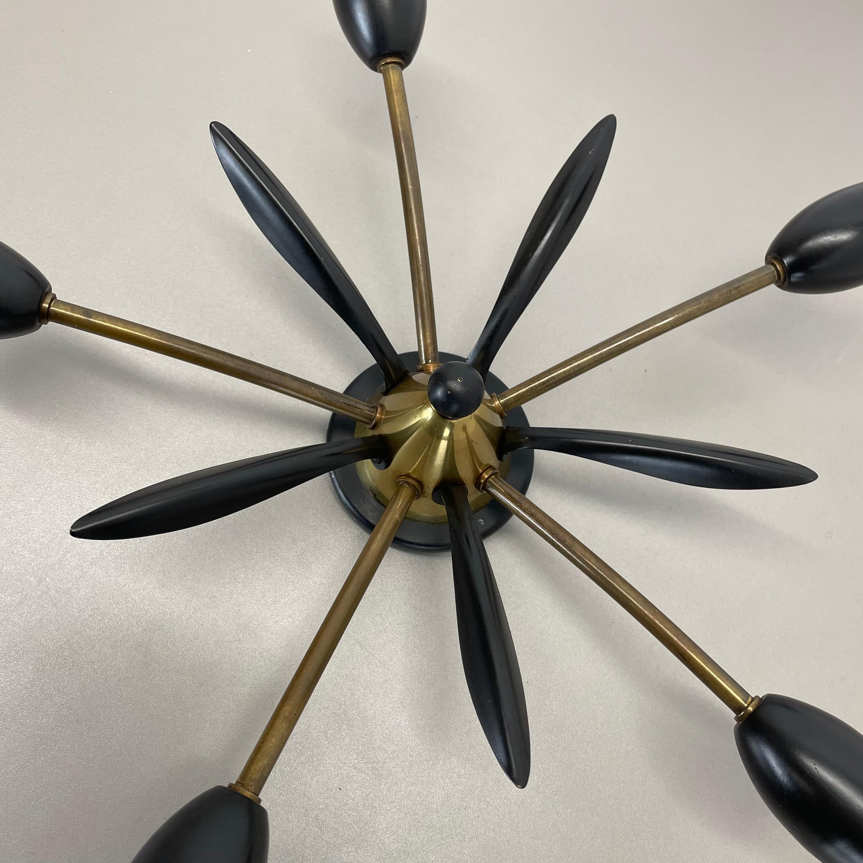 Brass Italian 39cm Stilnovo Style Theatre Ceiling Light Flush Mount, Italy, 1950 For Sale 9