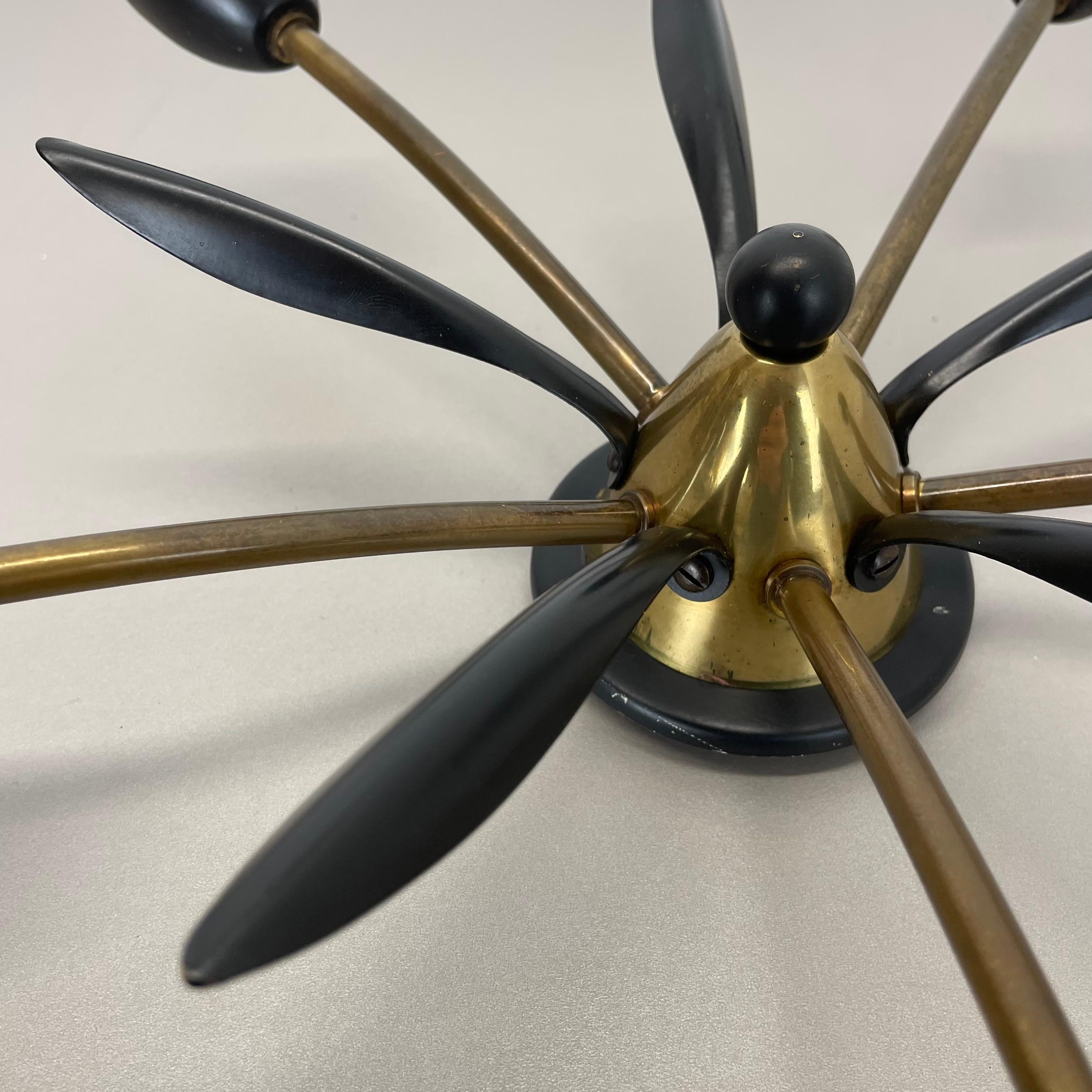 Brass Italian 39cm Stilnovo Style Theatre Ceiling Light Flush Mount, Italy, 1950 For Sale 2