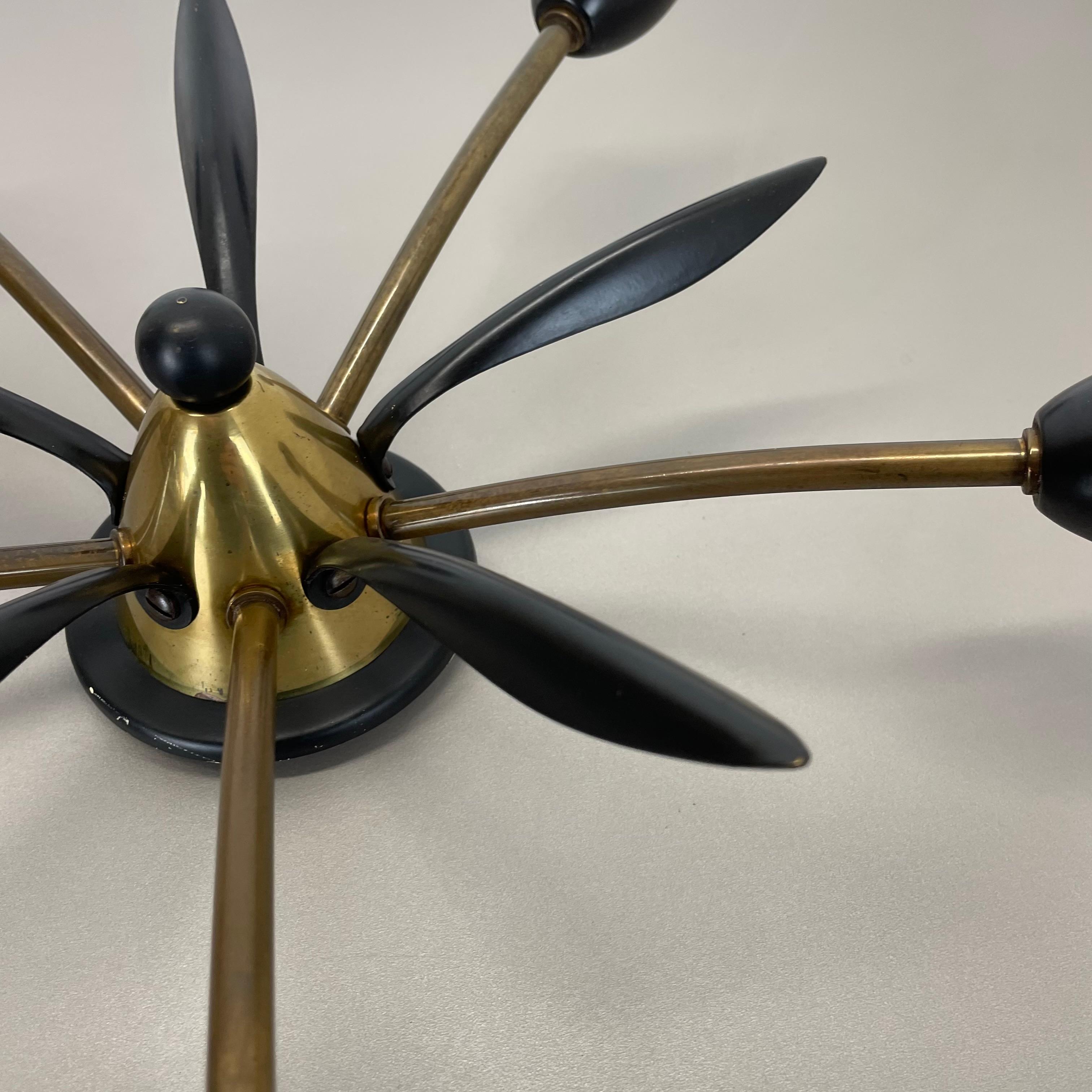 Brass Italian 39cm Stilnovo Style Theatre Ceiling Light Flush Mount, Italy, 1950 For Sale 3