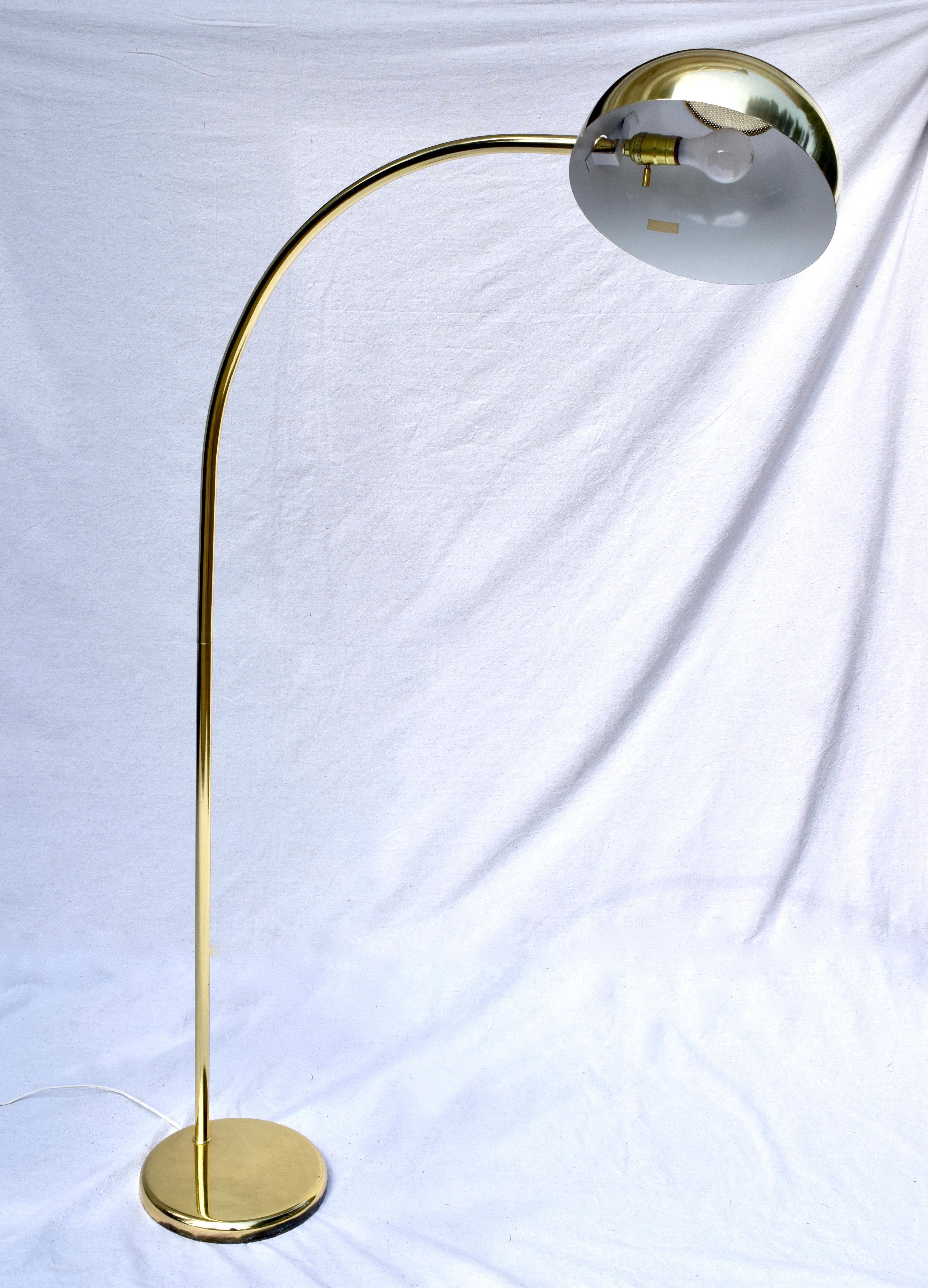 Post-Modern Mid Century Brass Italian Arc Floor Lamp For Sale