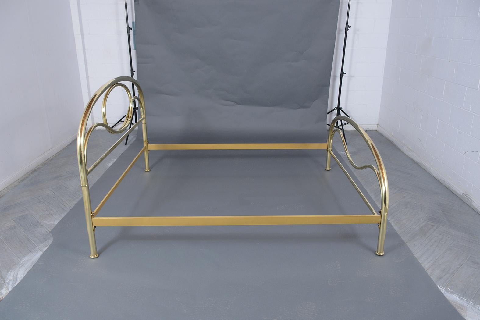 Patinated Art Deco Queen Size Bed Frame