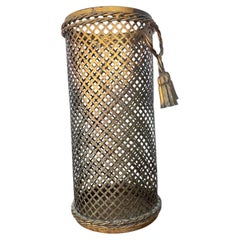 Portaombrelli in ottone, design italiano di Li Puma, stile anni '50, in metallo dorato traforato
