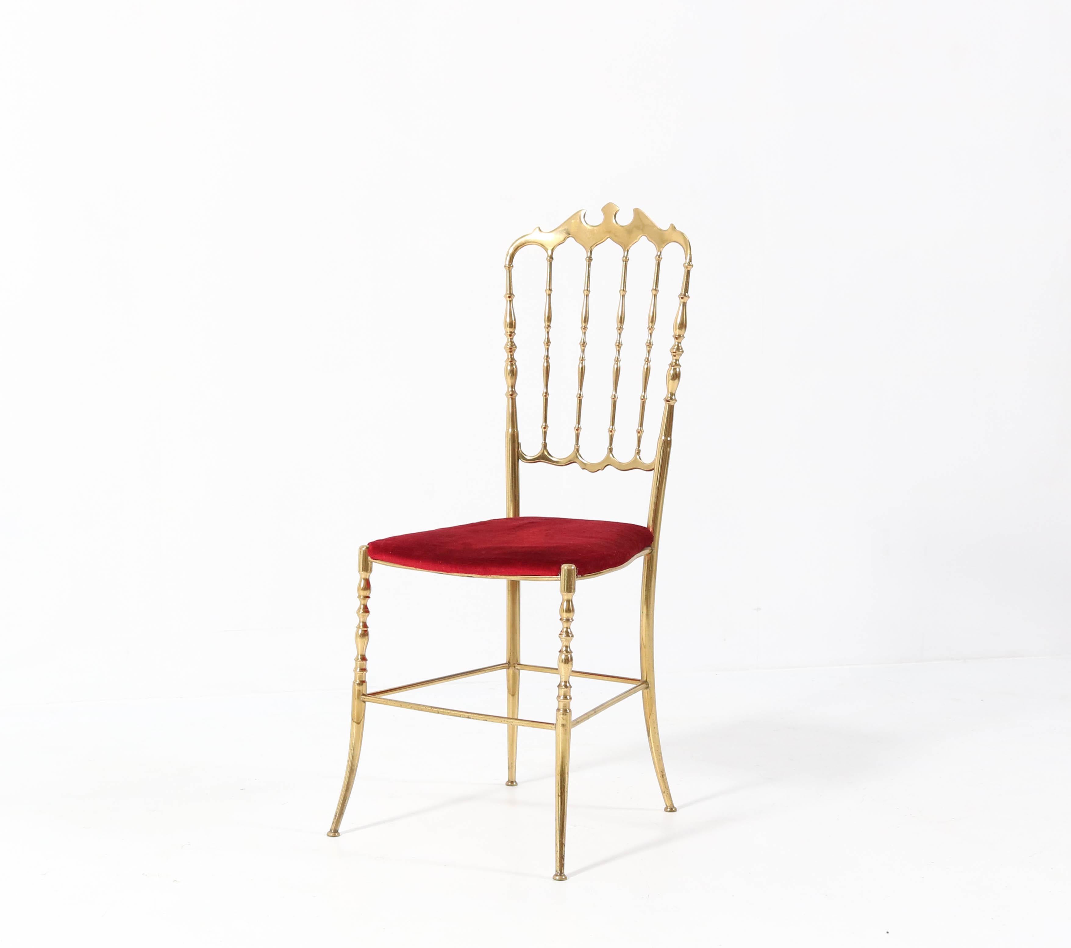 Brass Italian Mid-Century Modern Chair by Chiavari, 1960s In Good Condition In Amsterdam, NL