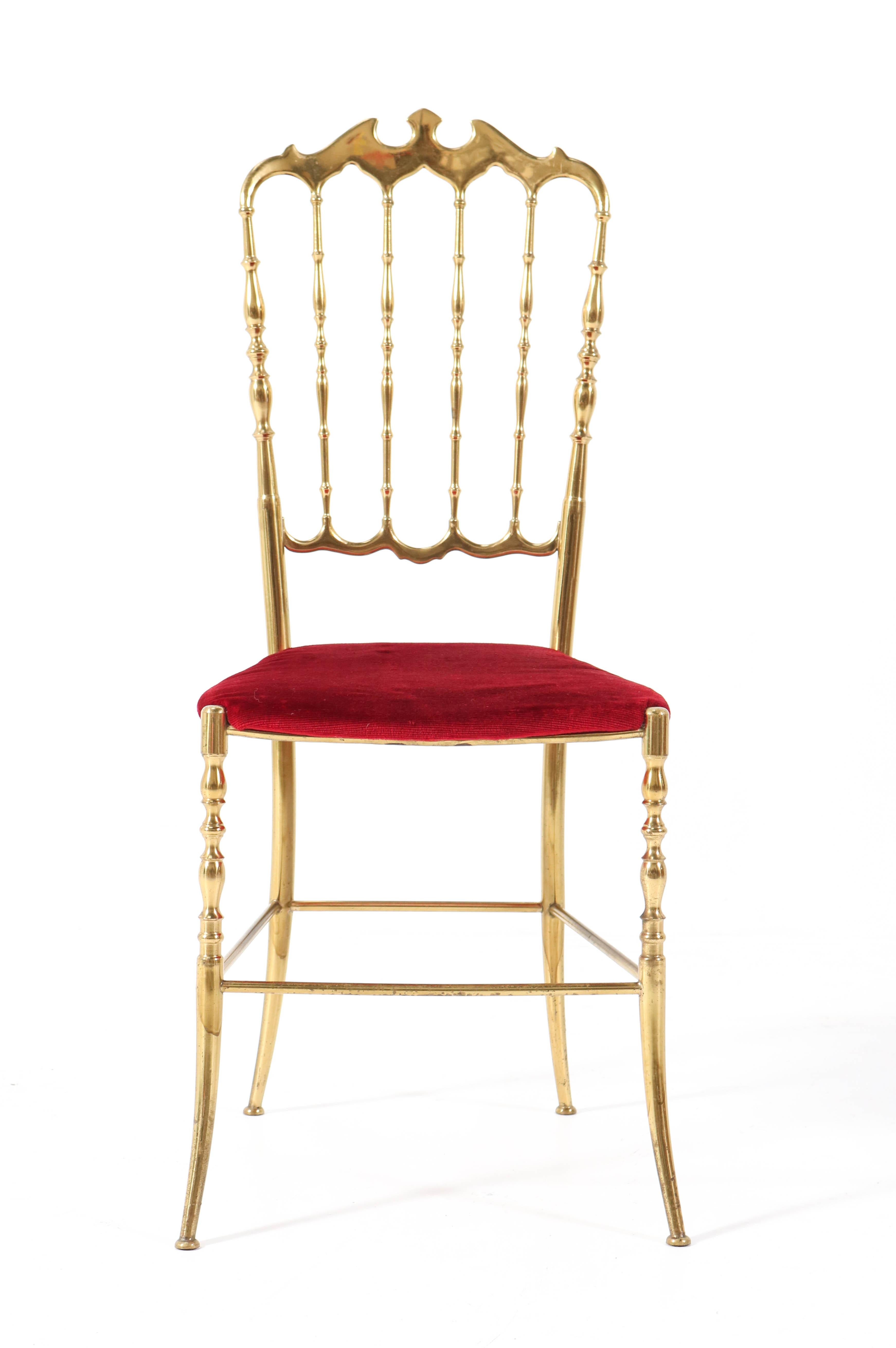 Mid-20th Century Brass Italian Mid-Century Modern Chair by Chiavari, 1960s