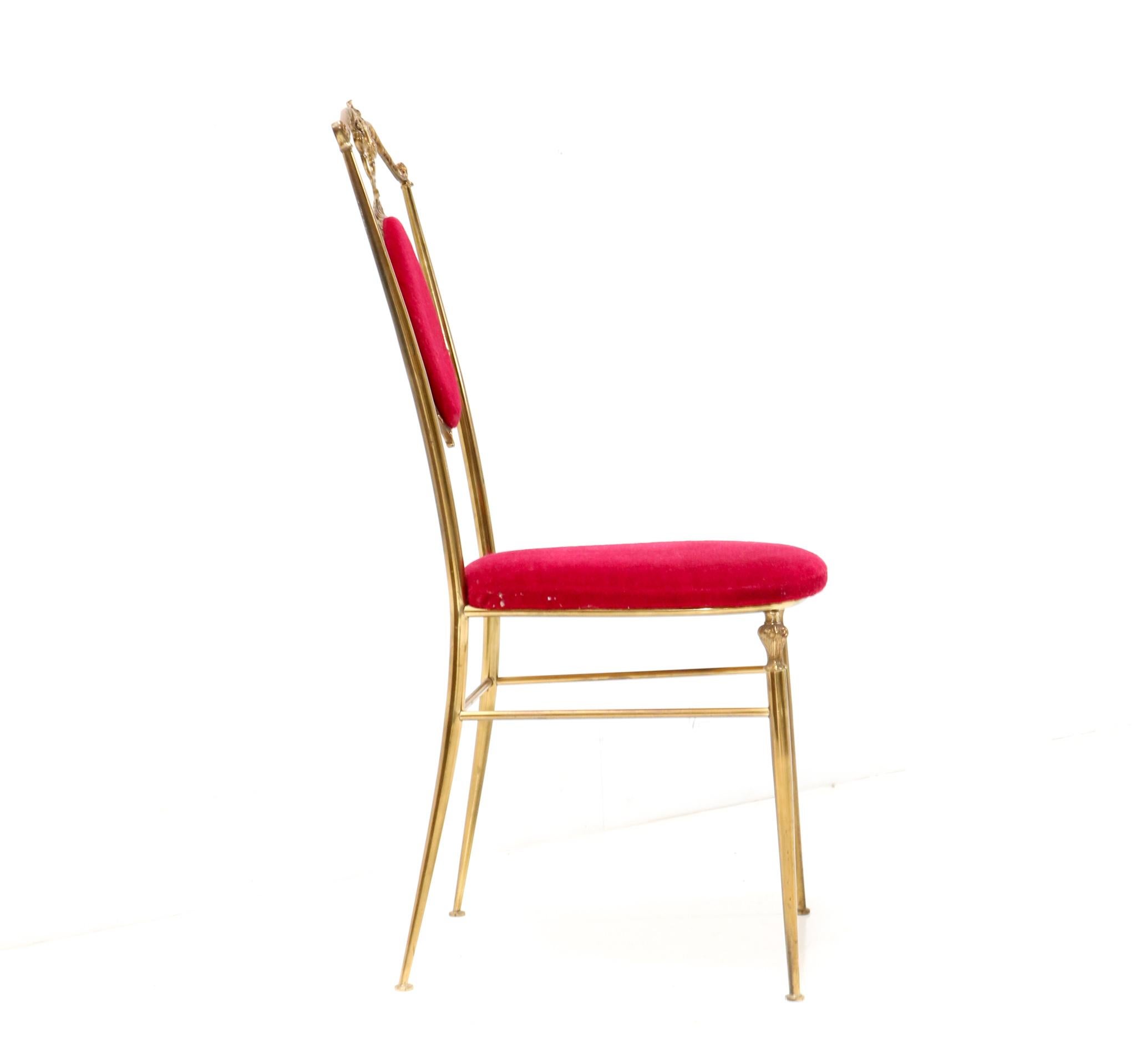 Brass Italian Mid-Century Modern Side Chair by Chiavara, 1960s In Good Condition In Amsterdam, NL