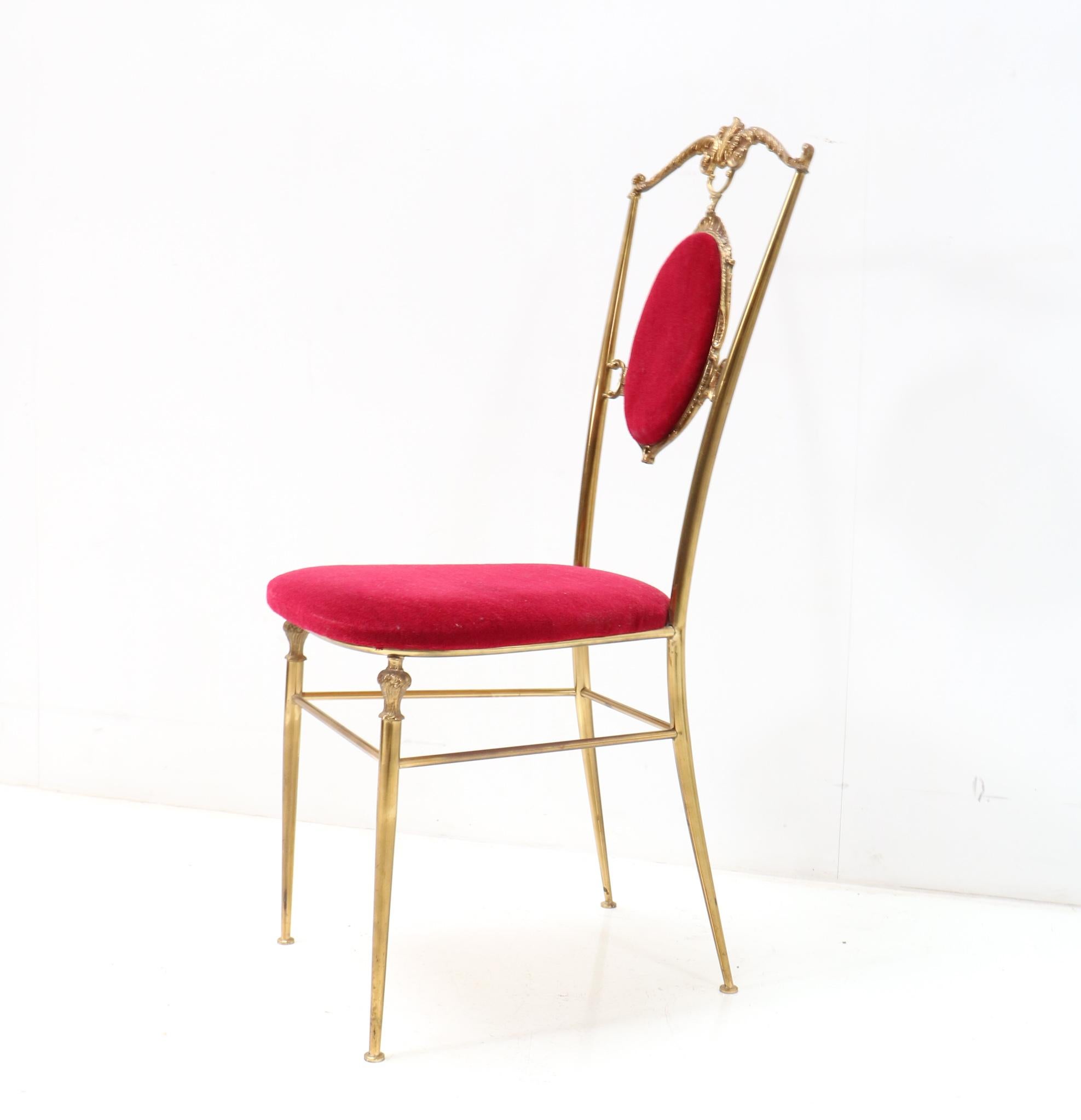 Mid-20th Century Brass Italian Mid-Century Modern Side Chair by Chiavara, 1960s