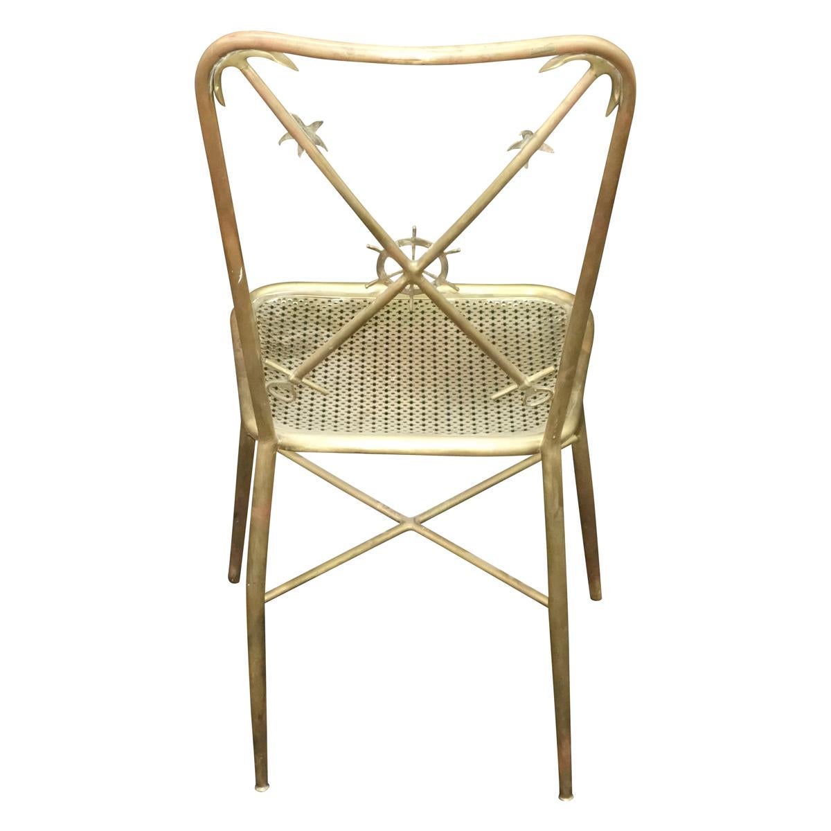 4 Italian Nautical Dining Chairs in the Manner of Gio Ponti In Good Condition For Sale In New York, NY