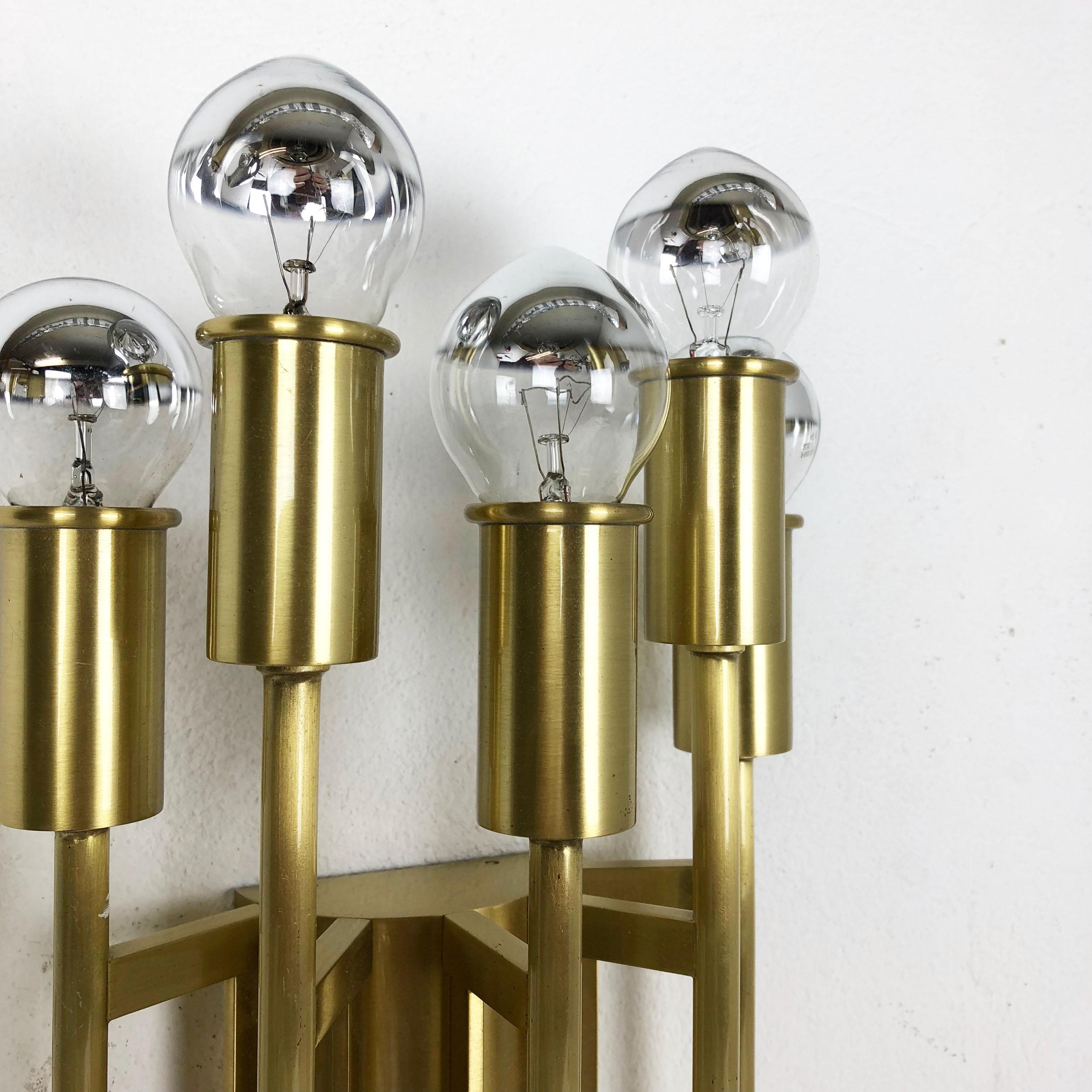 Brass Italian Stilnovo Style Theatre Wall Ceiling Light Sconces, Italy, 1970s For Sale 4