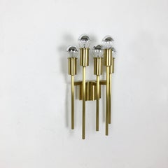 Brass Italian Stilnovo Style Theatre Wall Ceiling Light Sconces, Italy, 1970s