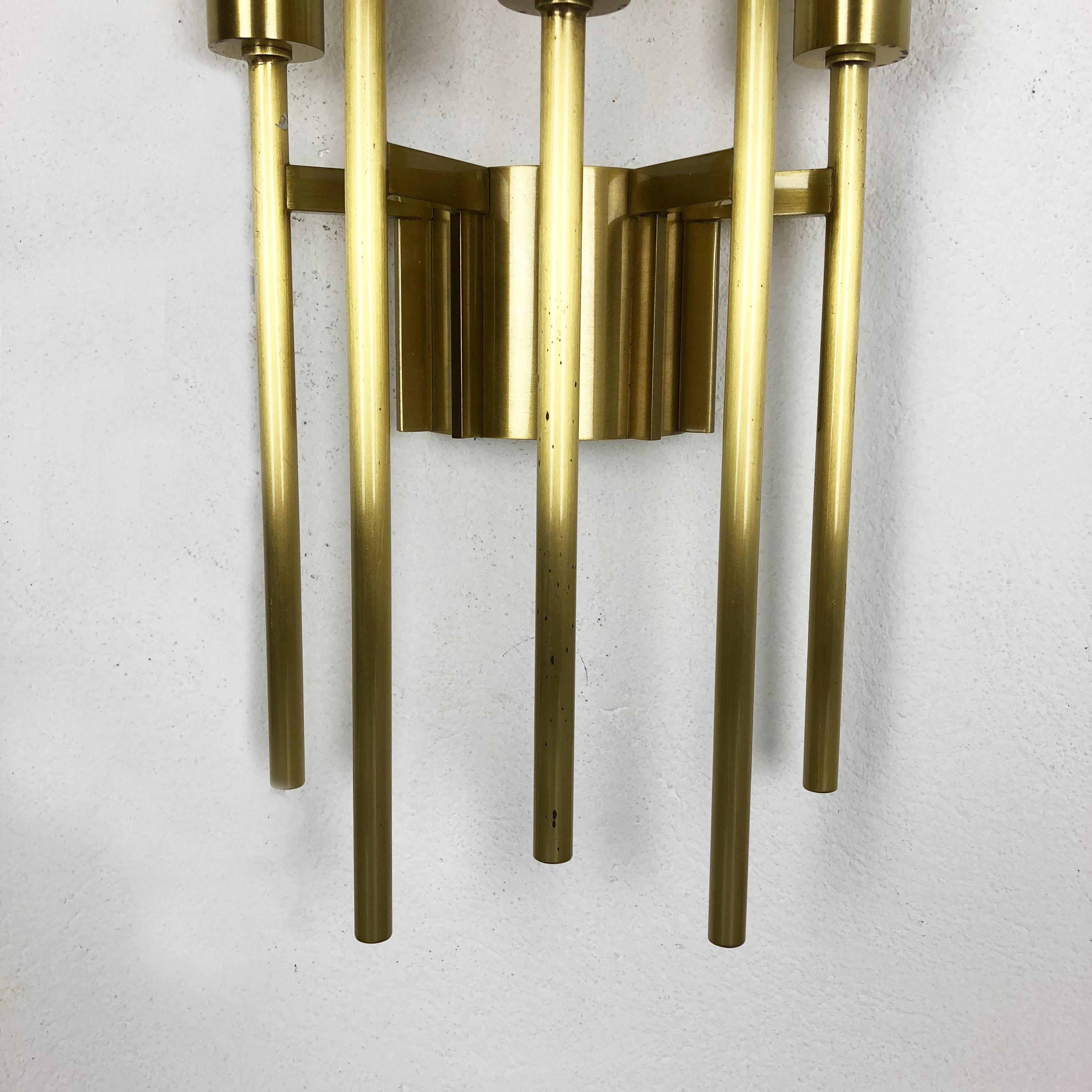 20th Century Brass Italian Stilnovo Style Theatre Wall Ceiling Light Sconces, Italy, 1970s For Sale