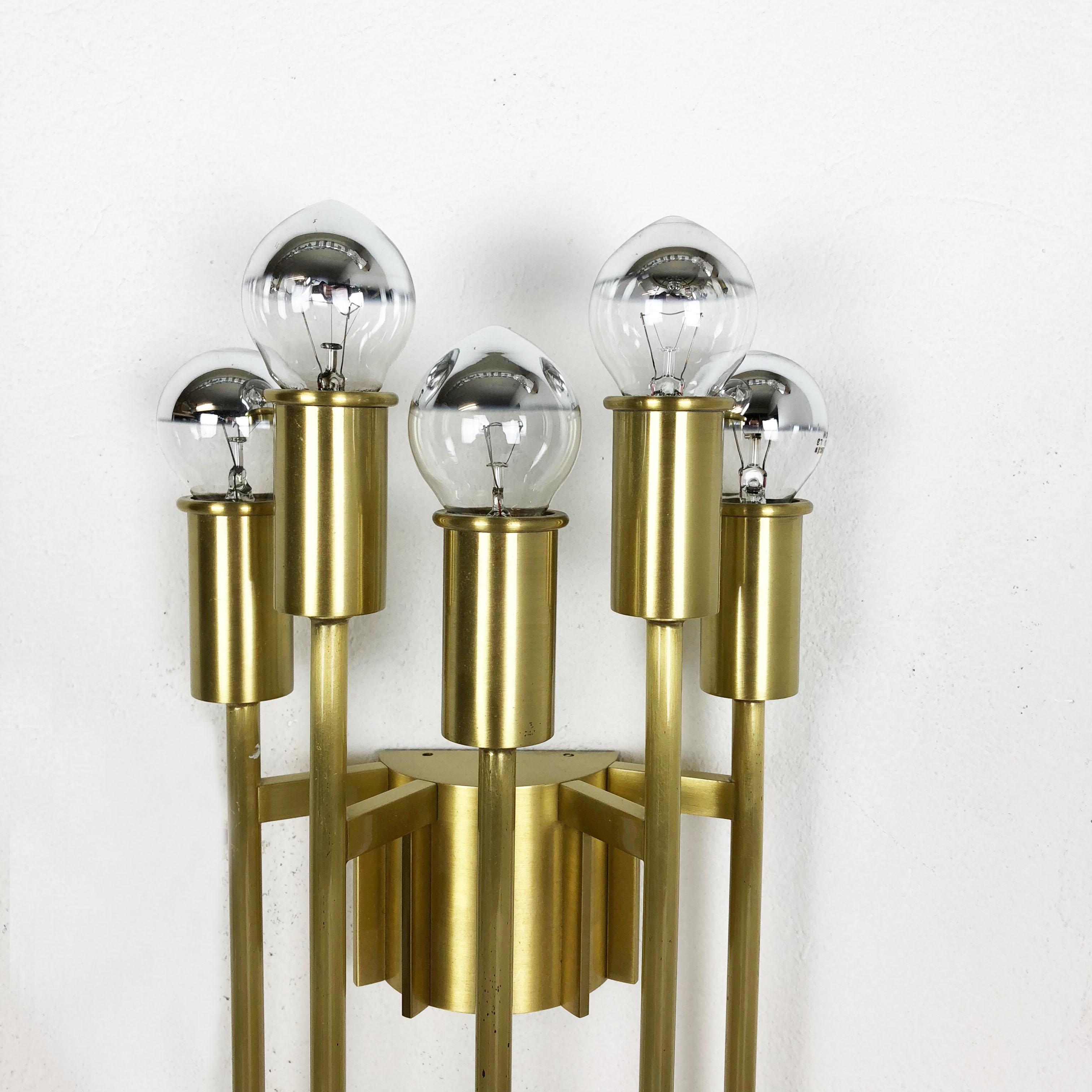 Brass Italian Stilnovo Style Theatre Wall Ceiling Light Sconces, Italy, 1970s For Sale 1