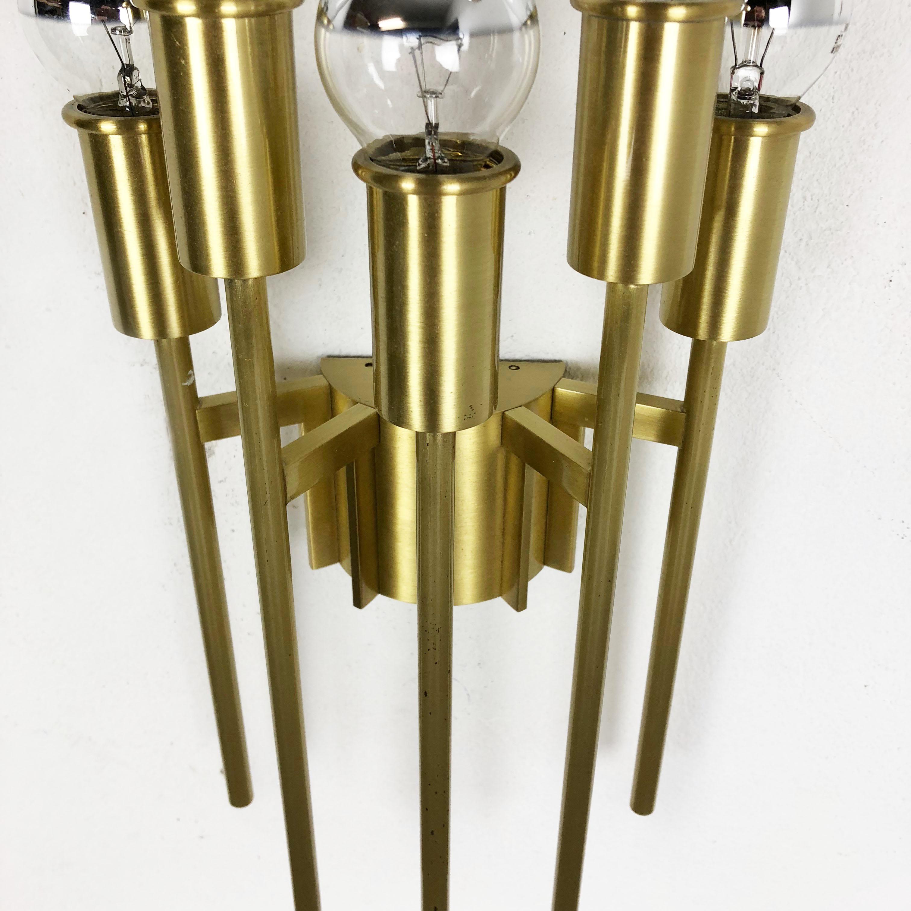 Brass Italian Stilnovo Style Theatre Wall Ceiling Light Sconces, Italy, 1970s For Sale 2