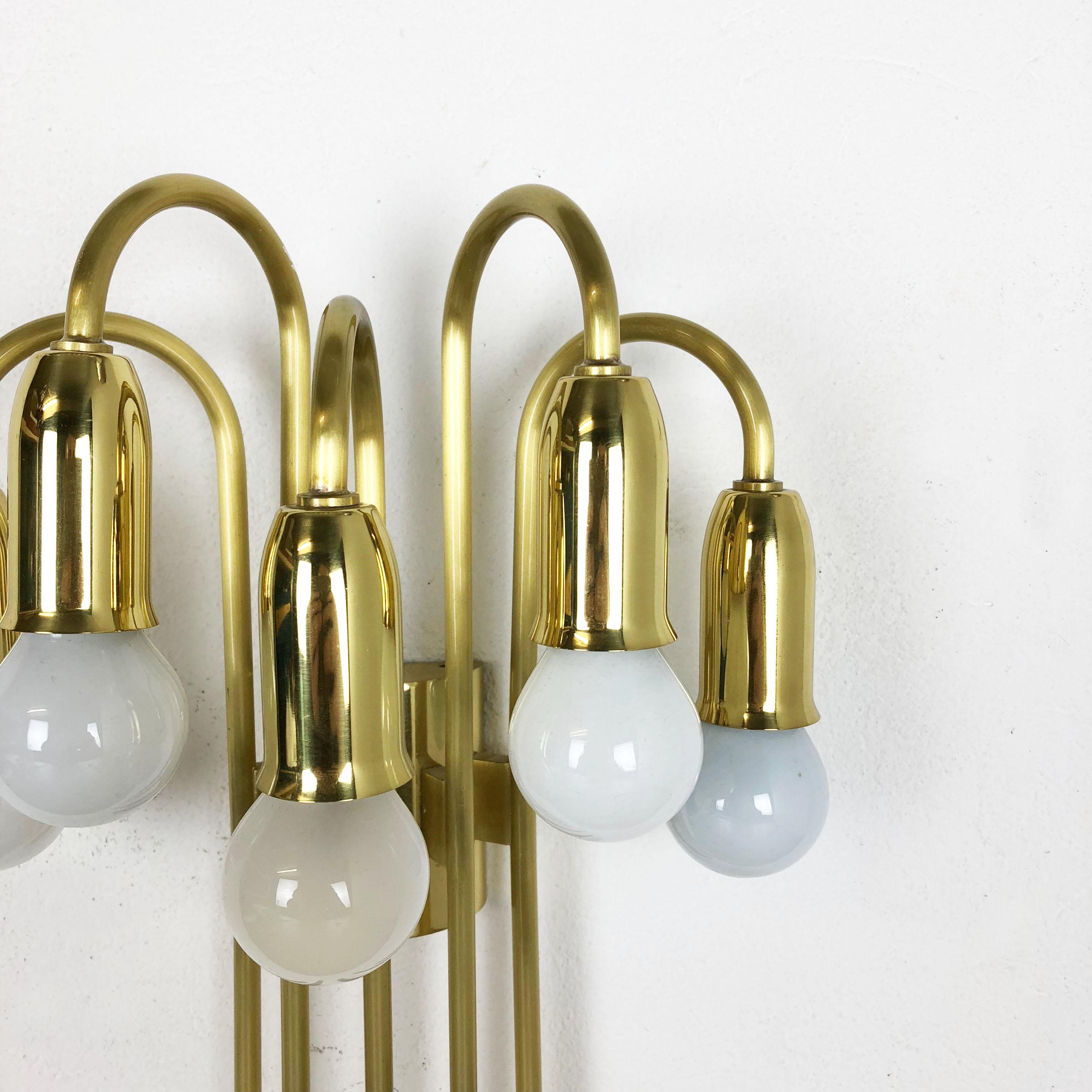 Brass Italian Stilnovo Style Theatre Wall Ceiling Light Sconces, Italy, 1970s 2