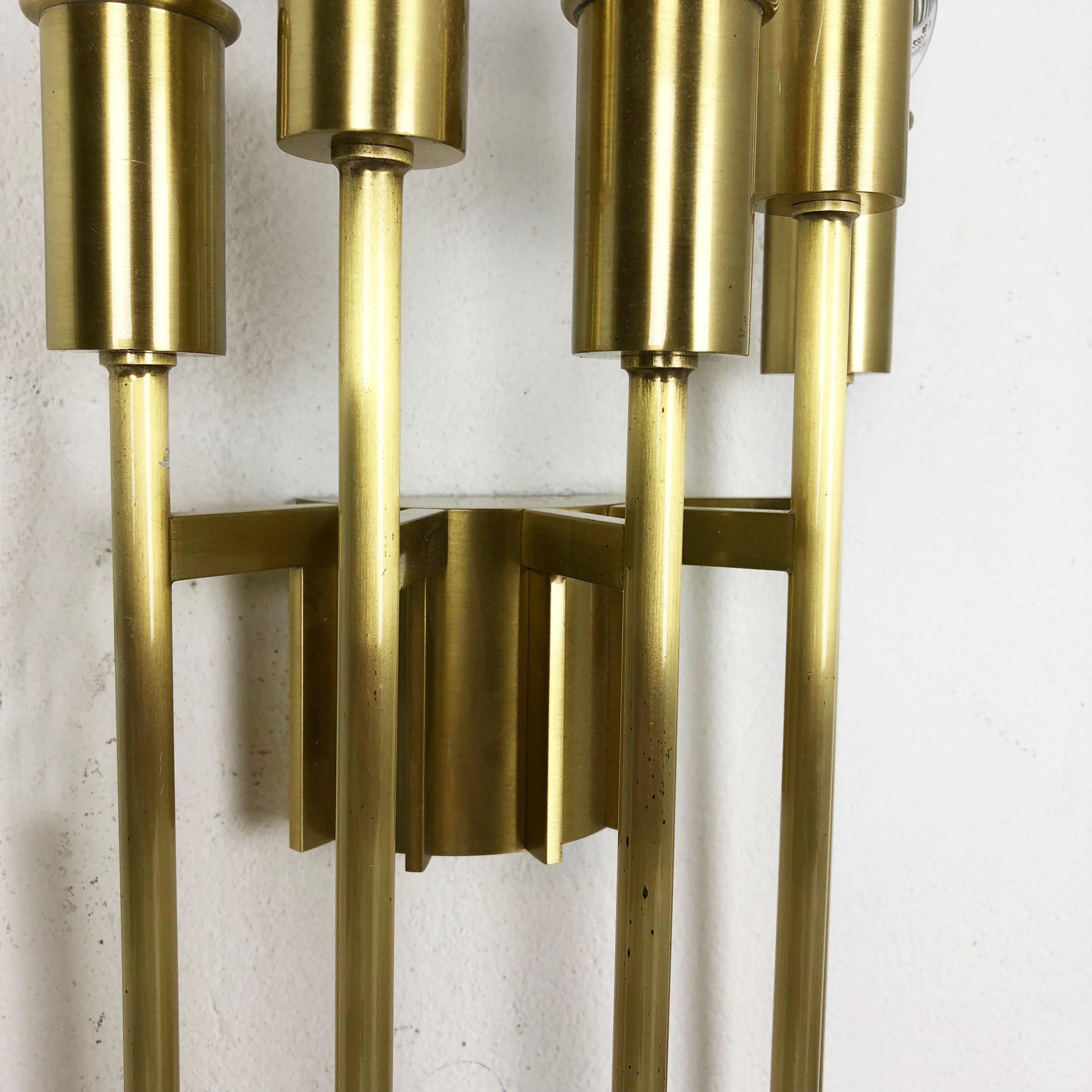 Brass Italian Stilnovo Style Theatre Wall Ceiling Light Sconces, Italy, 1970s For Sale 3