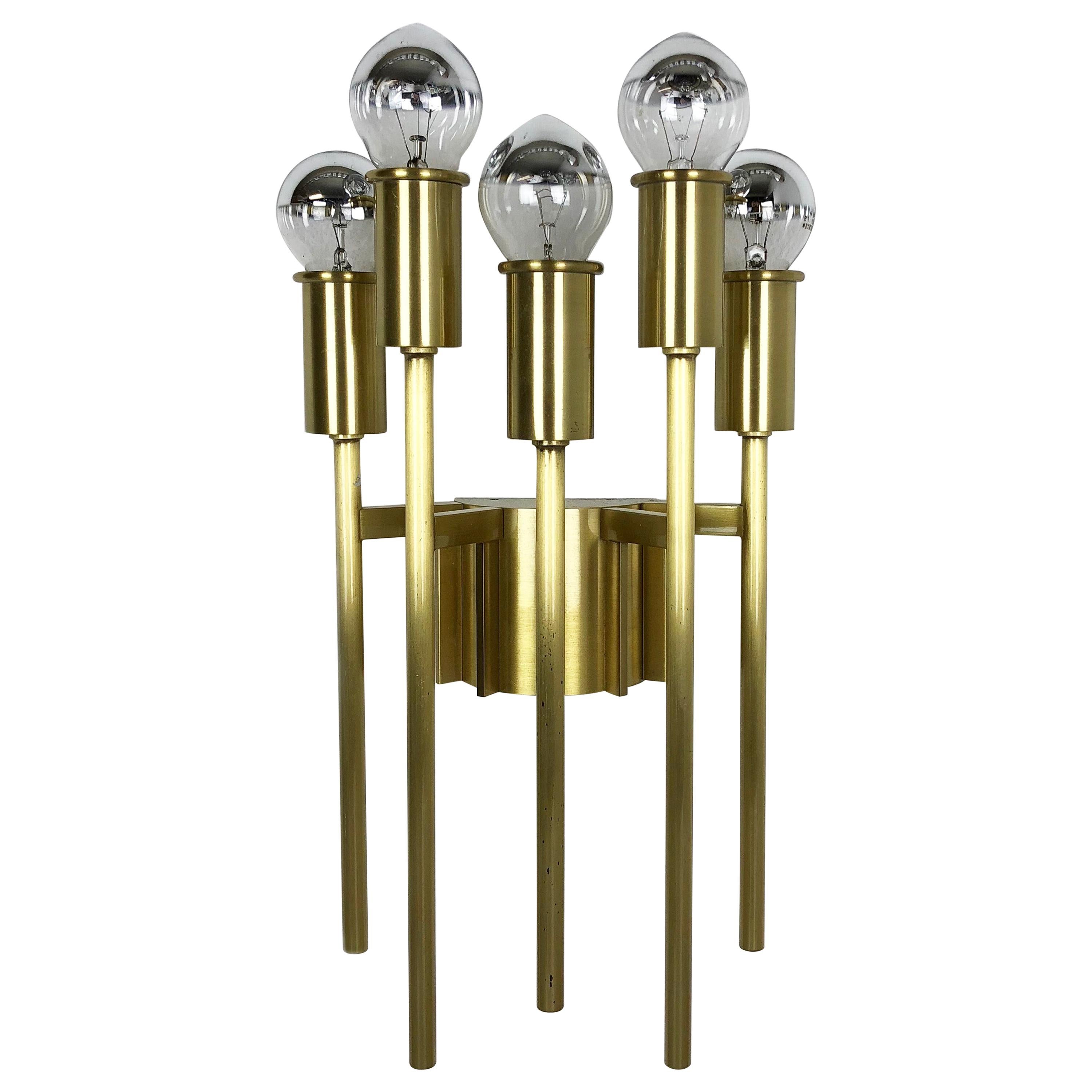 Brass Italian Stilnovo Style Theatre Wall Ceiling Light Sconces, Italy, 1970s For Sale