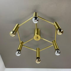 Brass Italian Stilnovo Style Atomic Space Age Ceiling Light Sconces, Italy, 1970