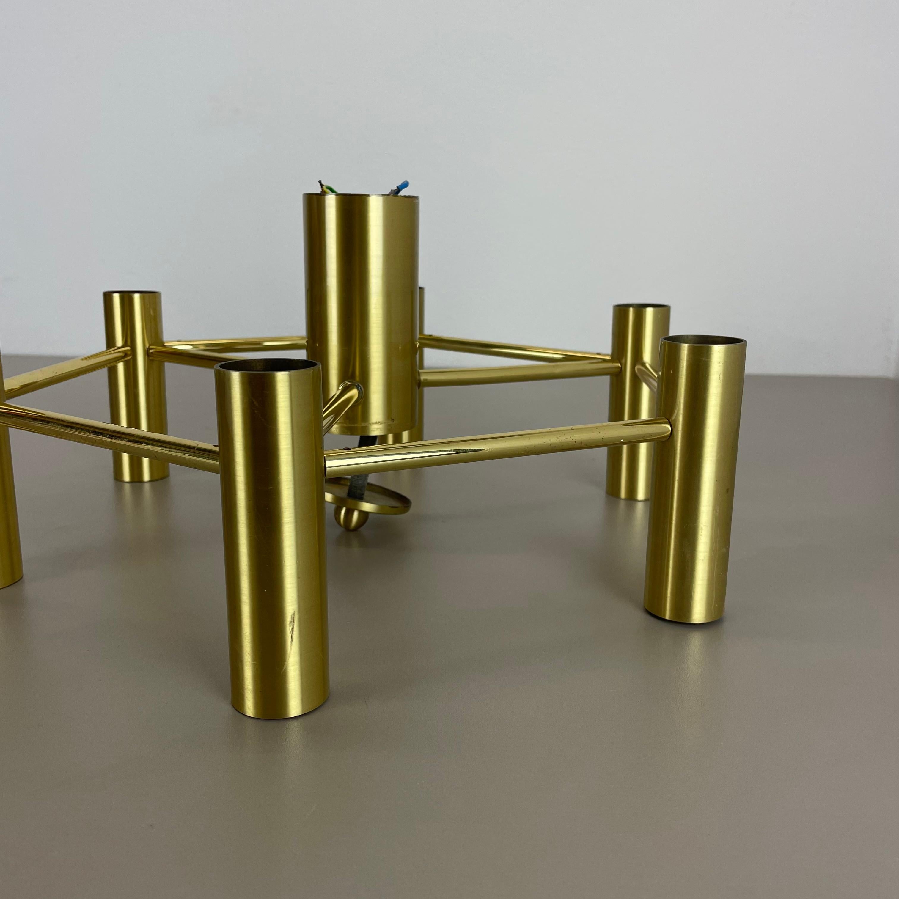 Metal Brass Italian Stilnovo Style Atomic Space Age Ceiling Light Sconces, Italy, 1970 For Sale