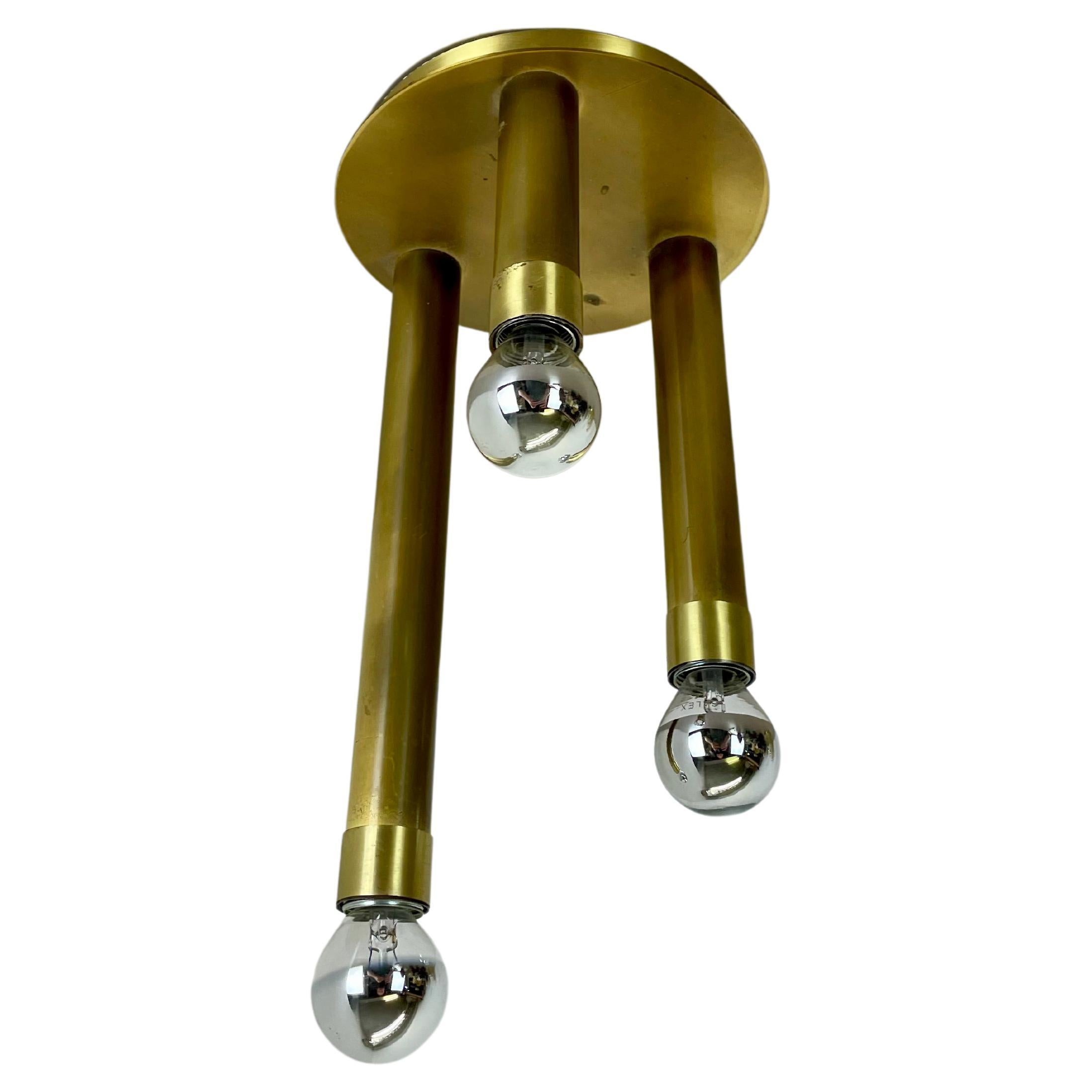 Brass Italian Stilnovo Style Atomic Space Age Ceiling Light Sconces, Italy, 1970 For Sale