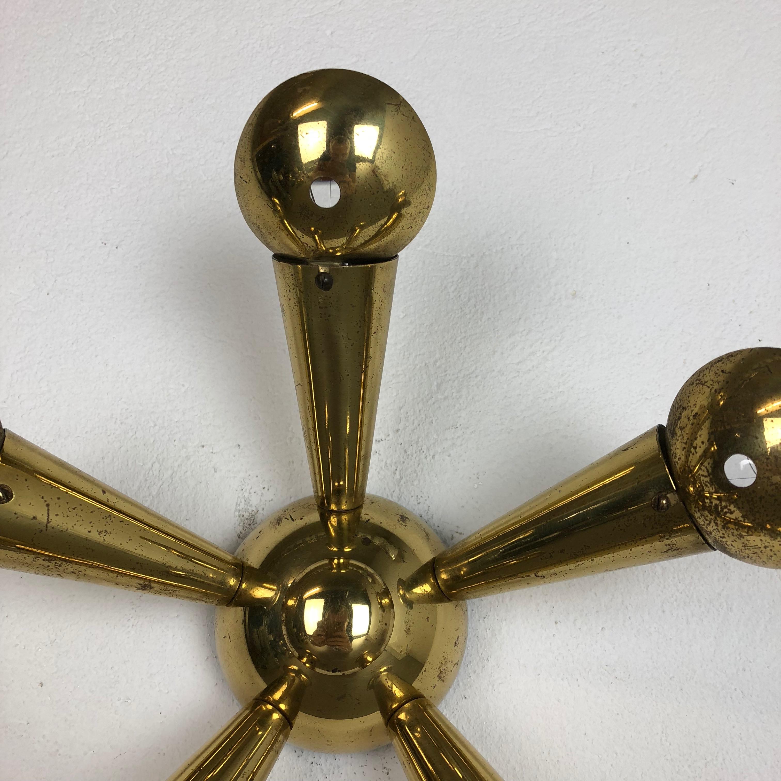 Brass Italian Stilnovo Style Theatre Wall Ceiling Light Sconces, Italy, 1950s 4