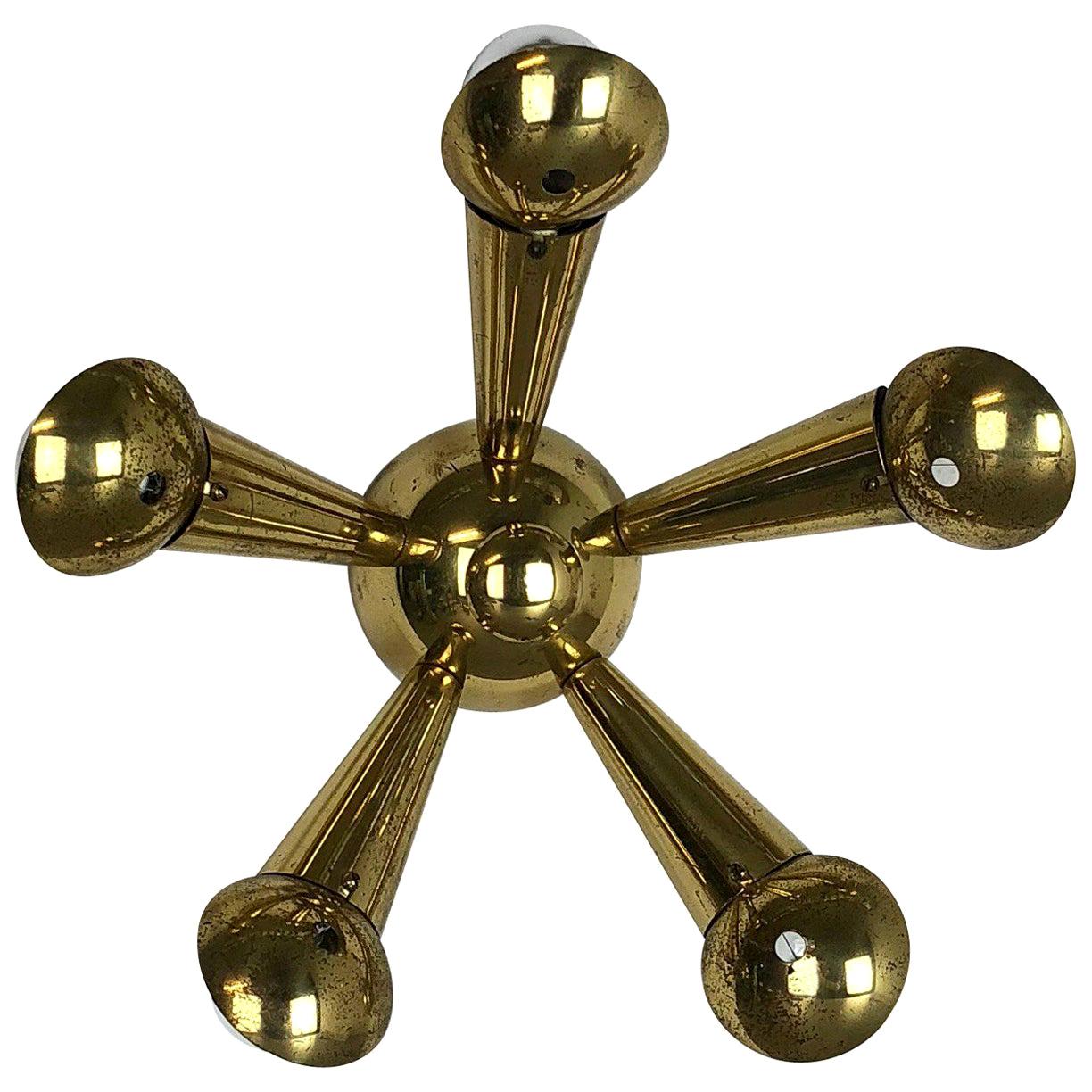 Brass Italian Stilnovo Style Theatre Wall Ceiling Light Sconces, Italy, 1950s