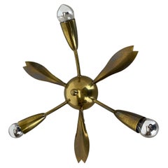 Brass Italian Stilnovo Style Theatre Wall Ceiling Light Sconces, Italy, 1950s