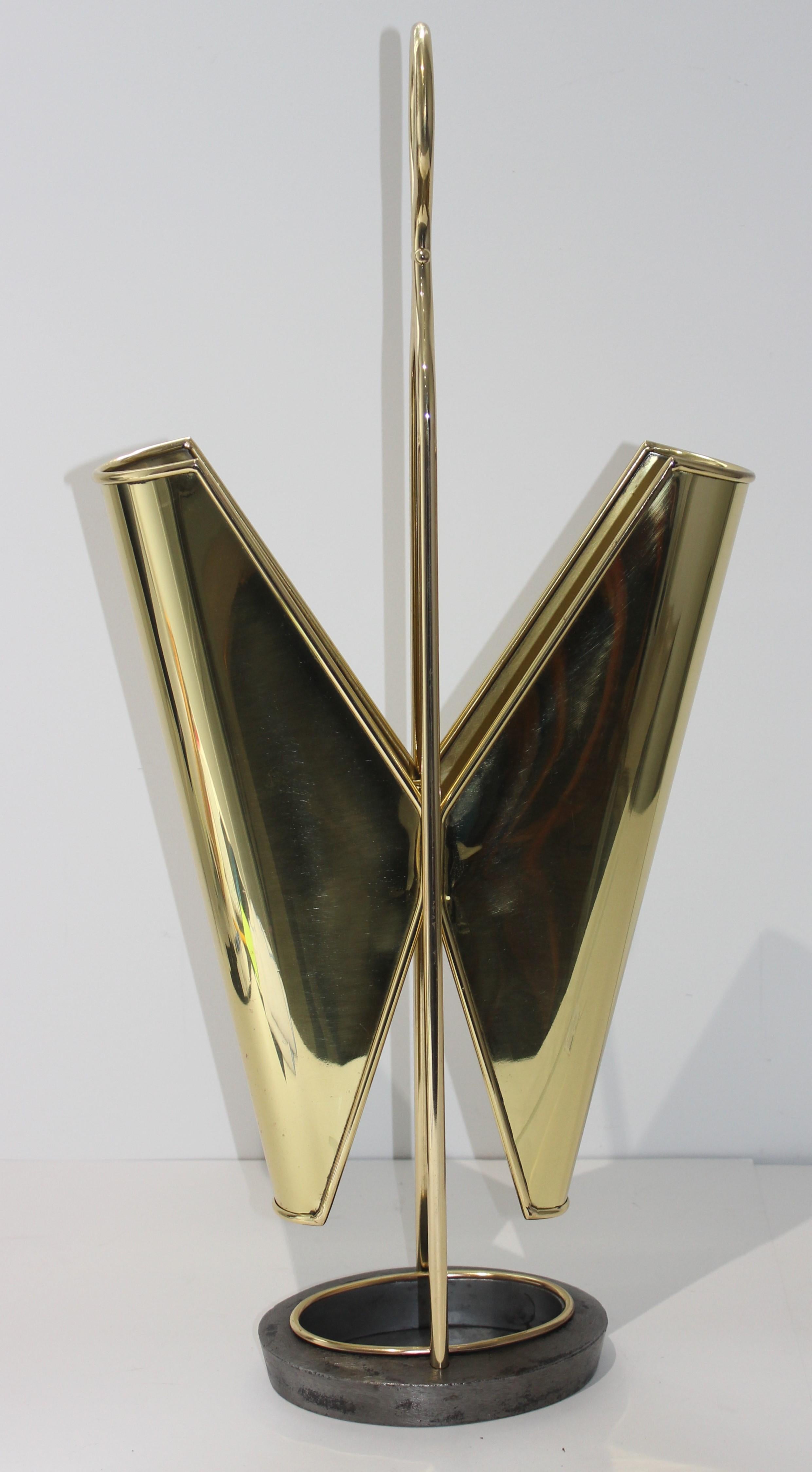 Lacquered Brass Italian Umbrella Holder