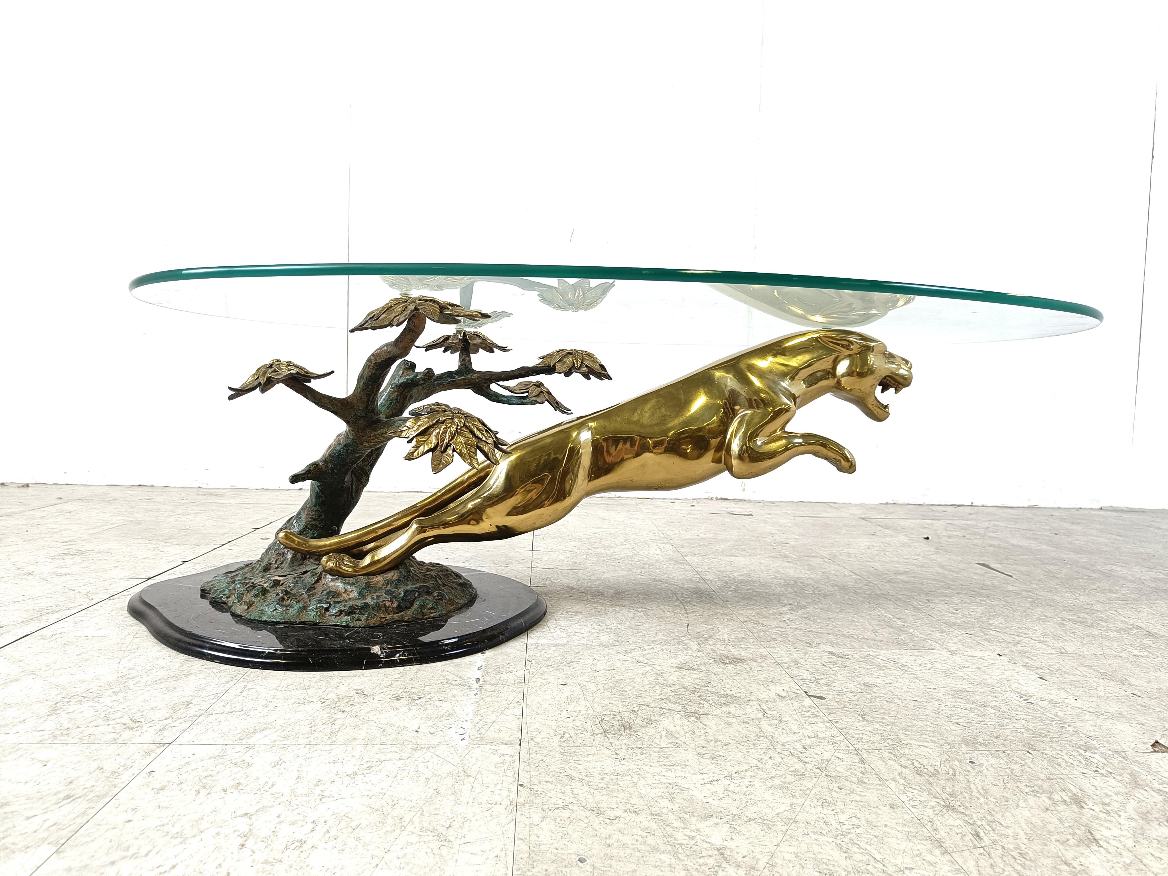 Fin du 20e siècle Table basse jaguar en laiton, années 1970 en vente