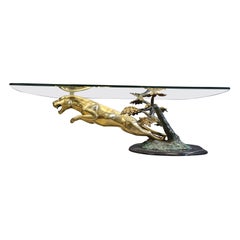 Brass jaguar coffee table, 1970s