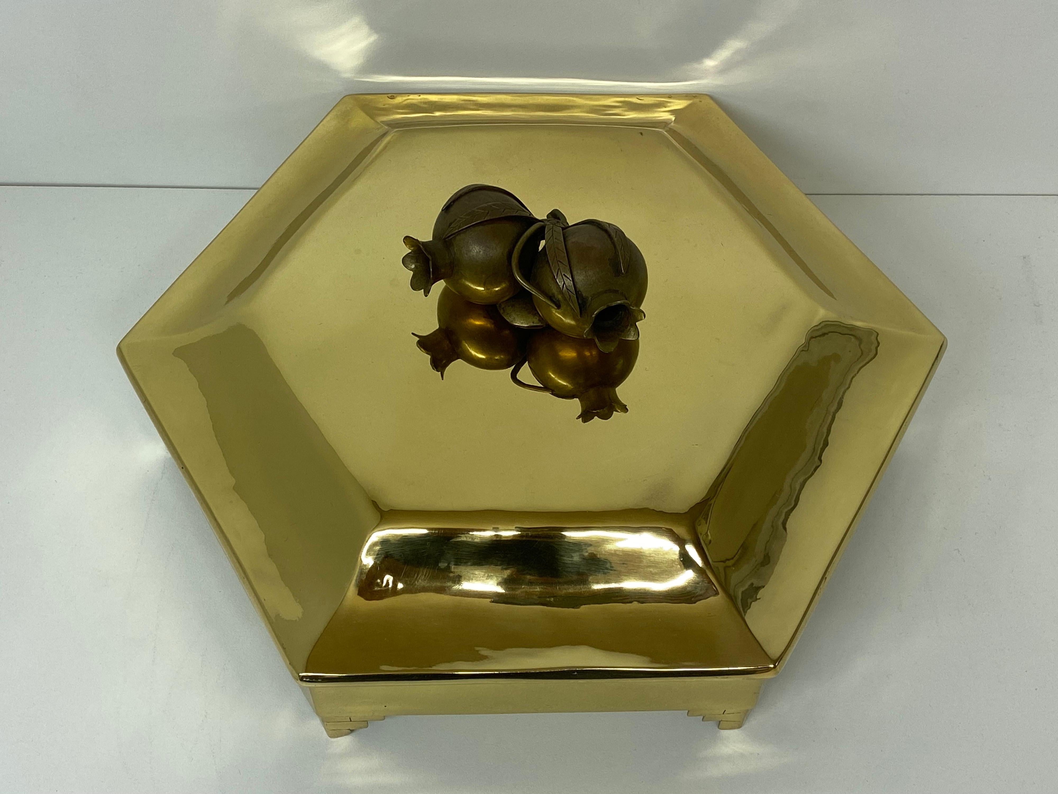 Brass Jewelry Box with Pomegranate Motif For Sale 2