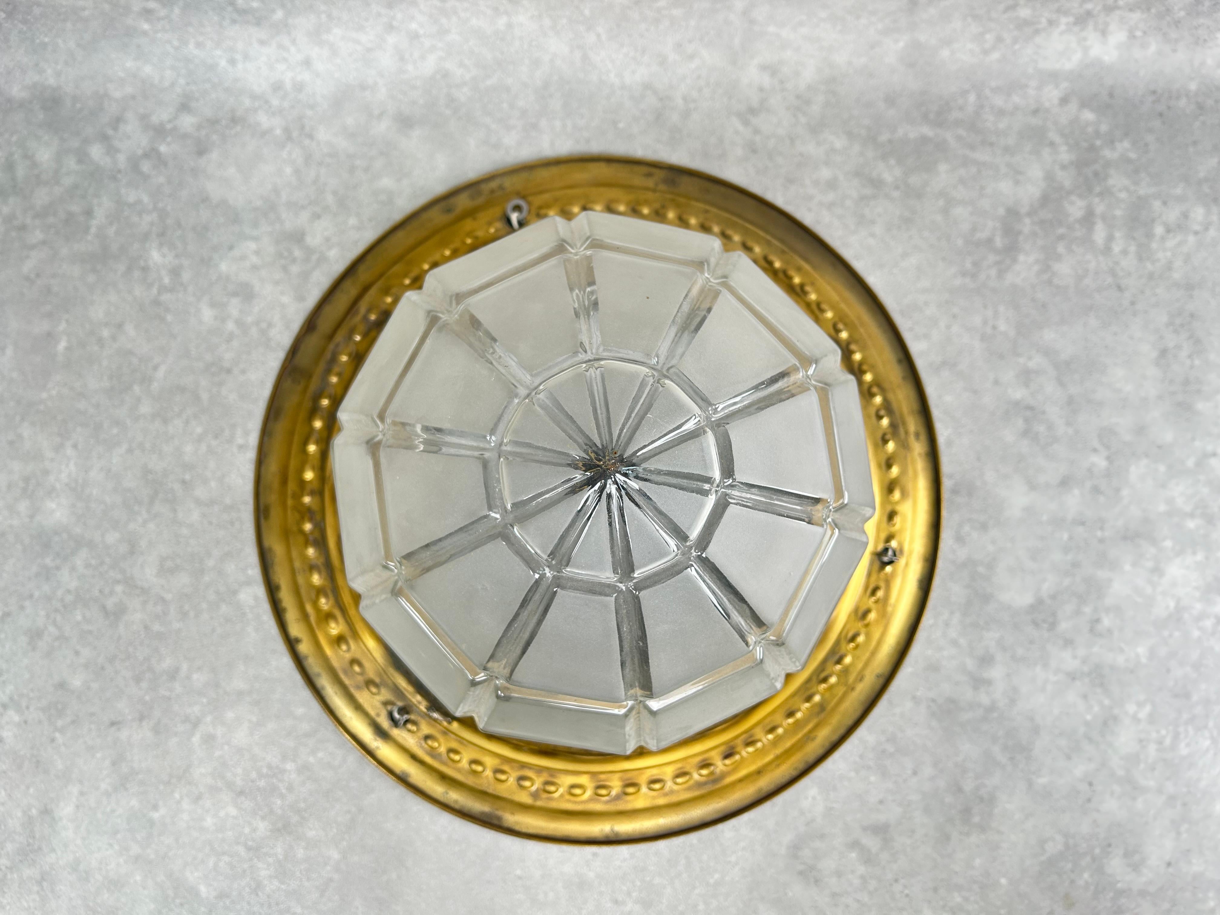Brass jugendstil ceiling lamp In Good Condition For Sale In Banská Štiavnica, SK