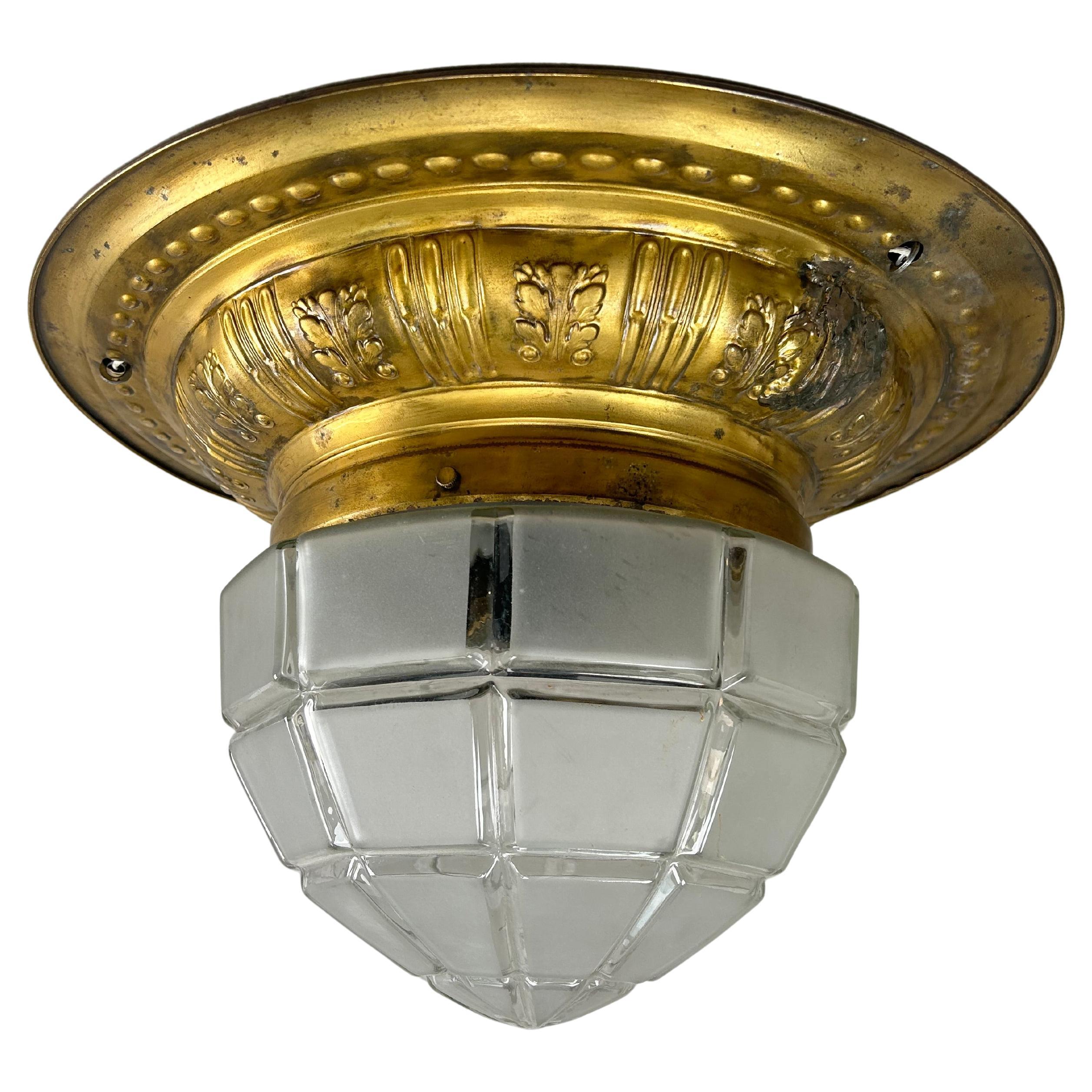 Plafonnier jugendstil en laiton