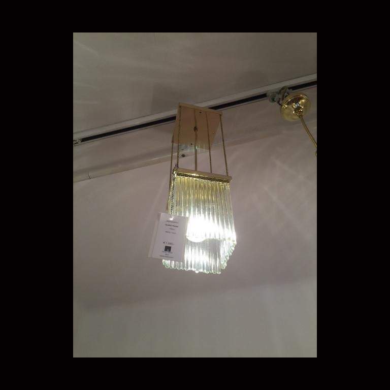 Lampadario a sospensione in ottone con tubi di vetro Jugendstil, Riedizione In condizioni Nuovo in vendita a Vienna, AT