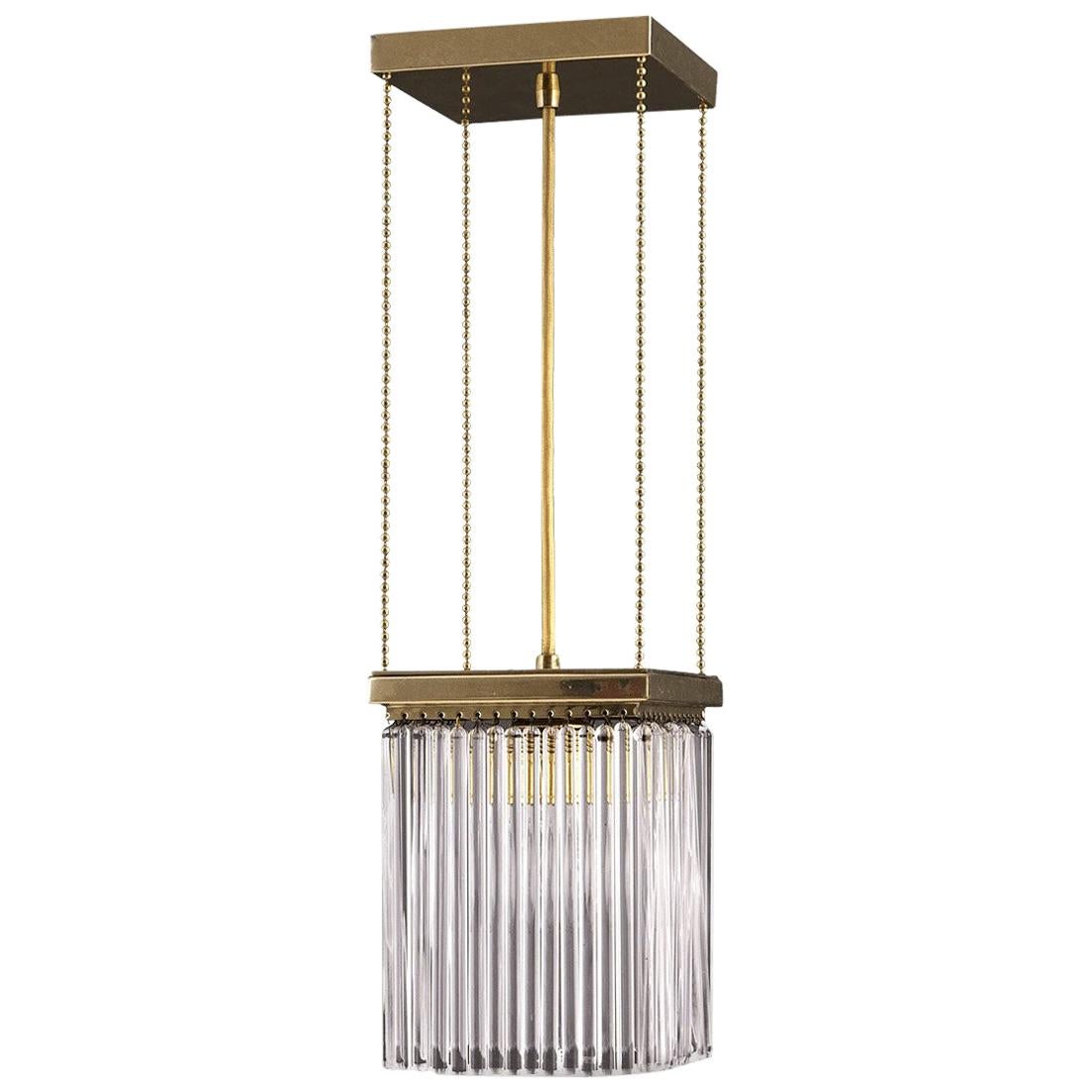 Lámpara colgante de tubos de vidrio Jugendstil de latón, Re-edición