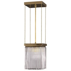 Brass Jugendstil Glass Tubes Pendant Chandelier, Re-Edition